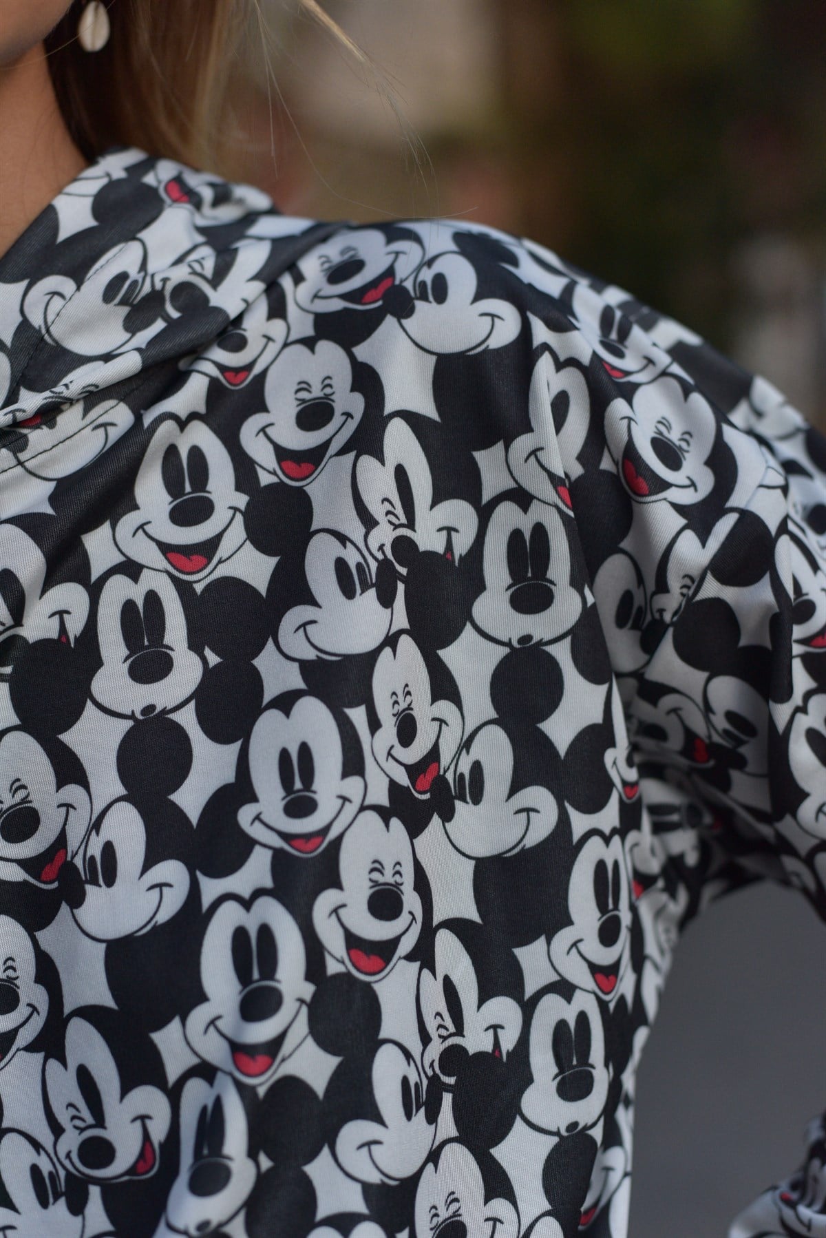 Siyah Beyaz Dalgıç Kumaş Mickey