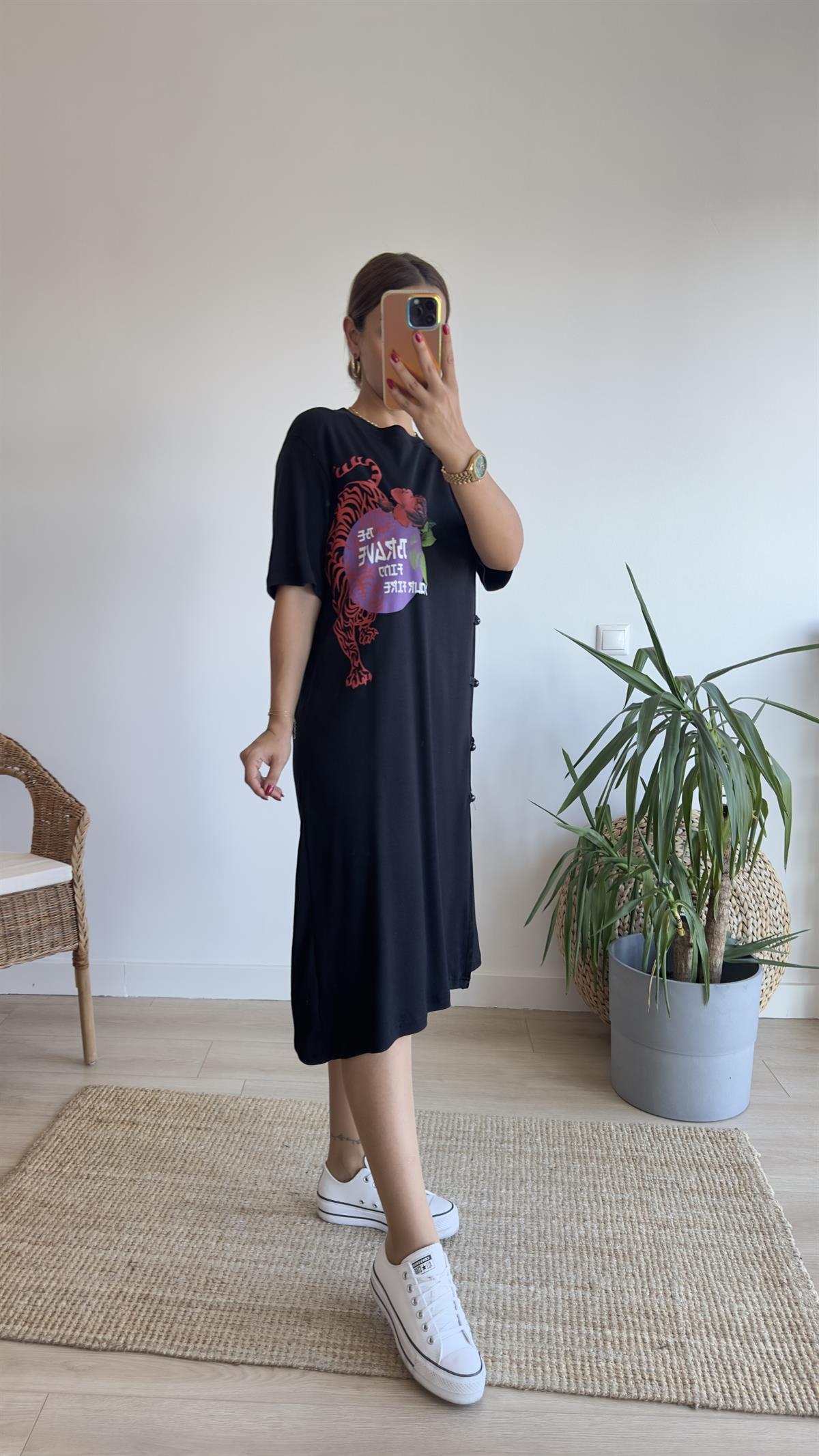 Risel Marka Model Baskılı Elbise 