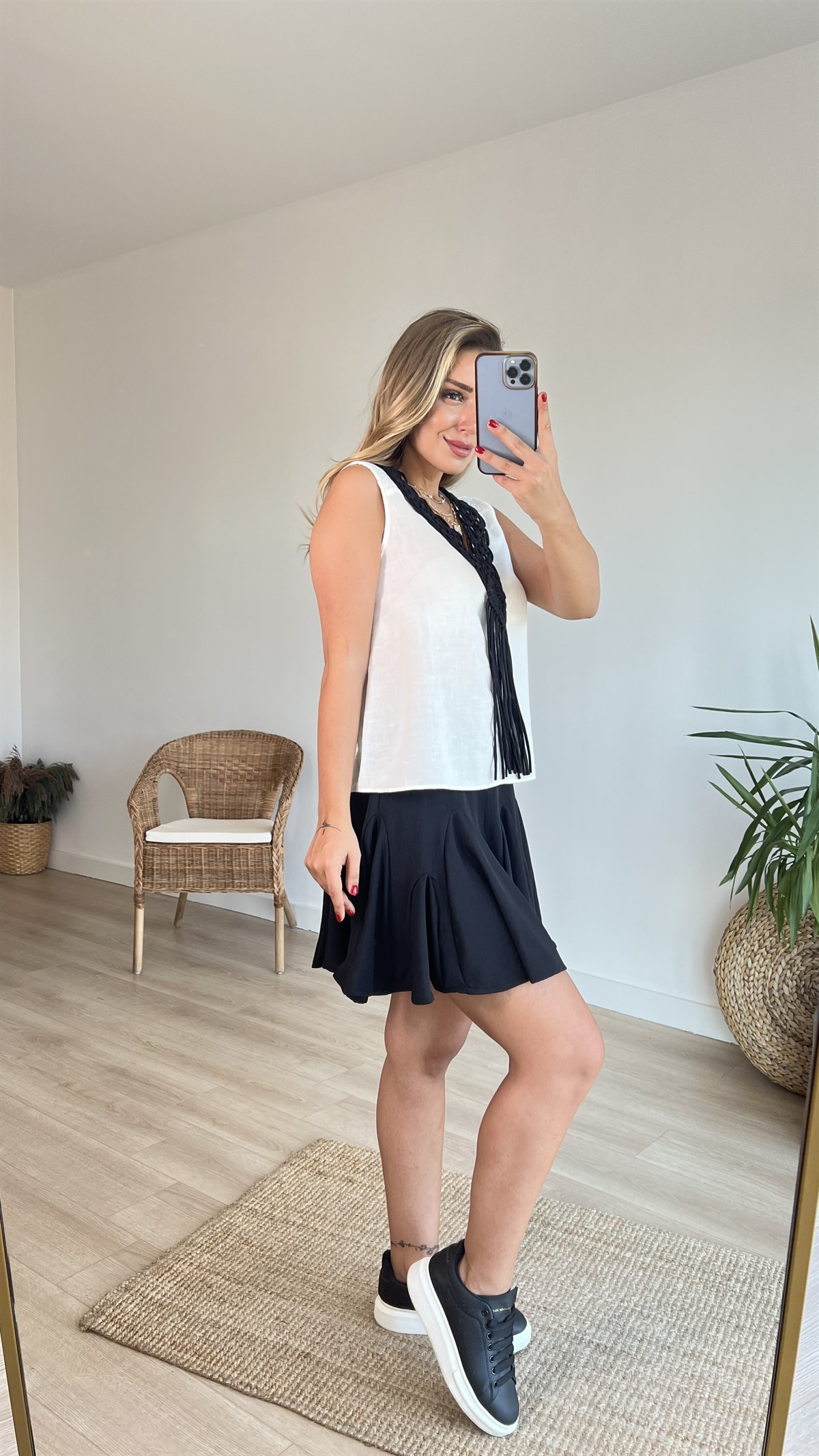 Orijinal Marka Makrome Detay Keten Bluz