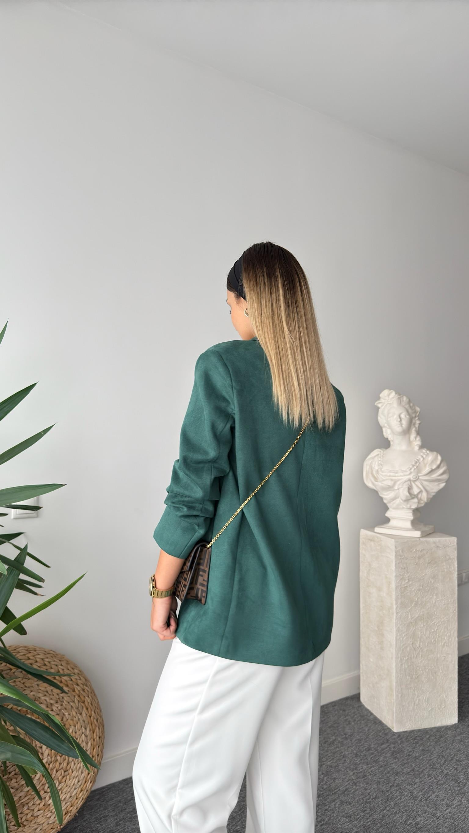 Quir Yeşil Süet Blazer Ceket