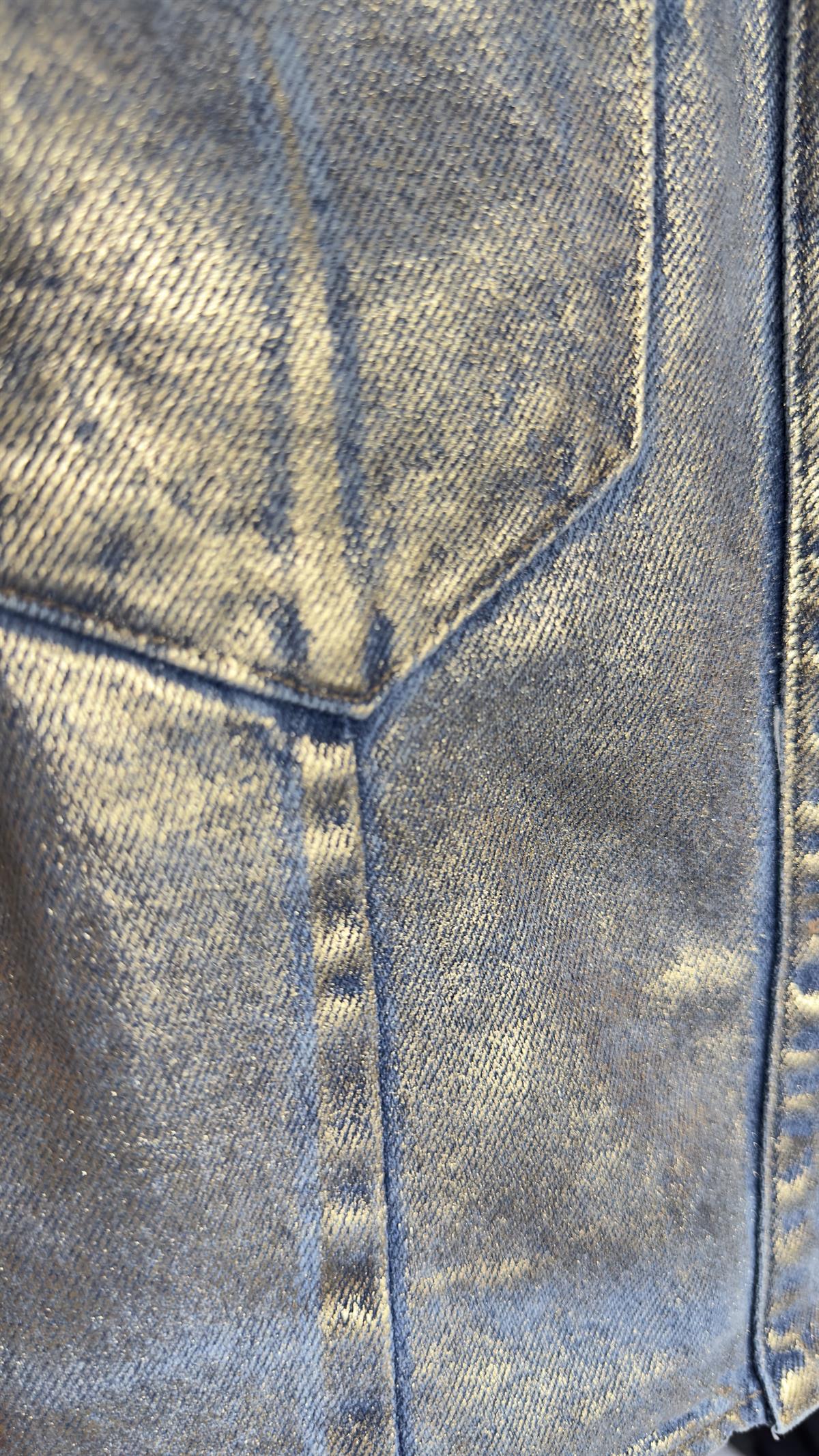 Zra Model Gold Metalik Detay Jean Ceket