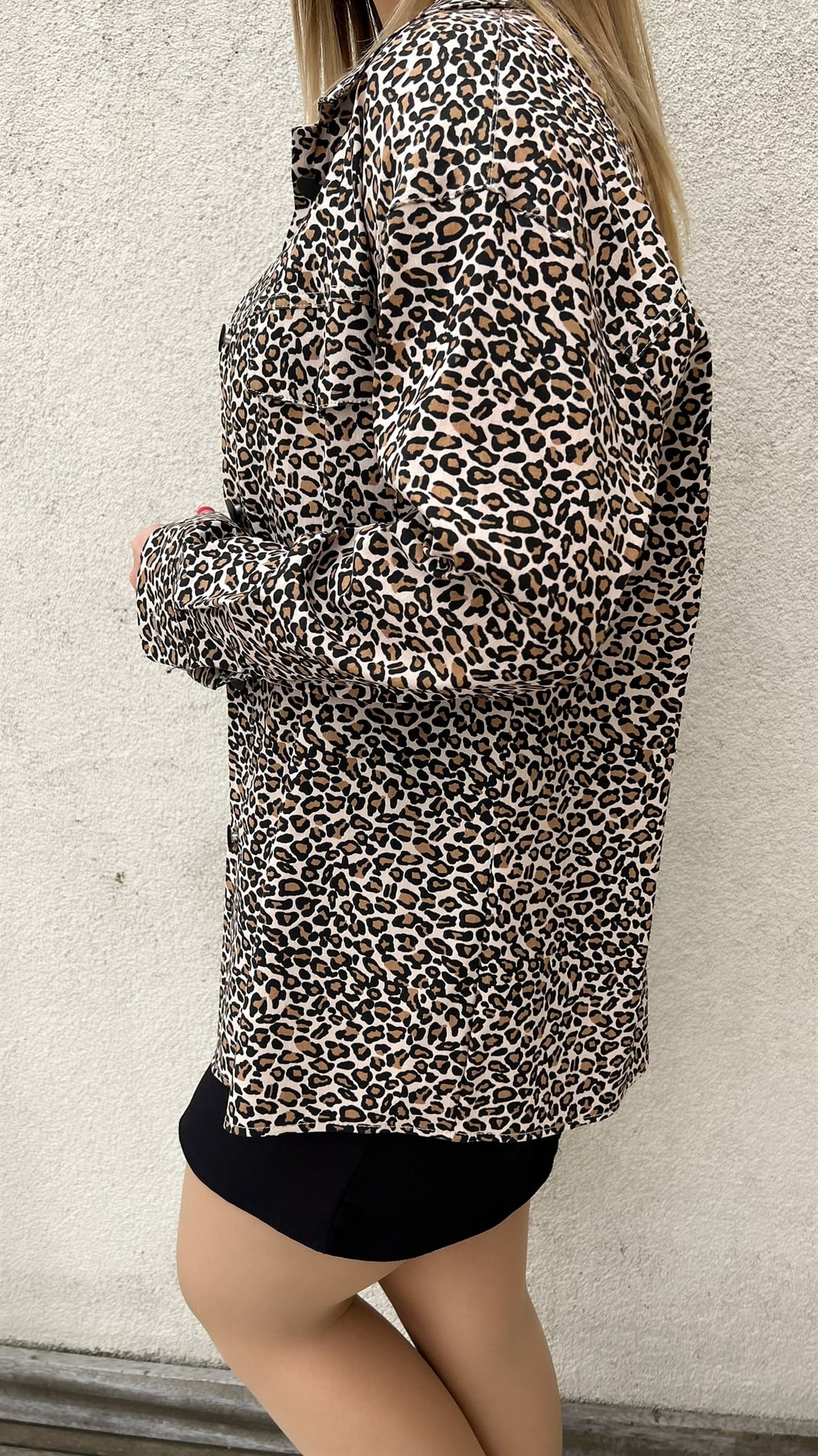 Leopar Desen İnce Mevsimlik Ceket