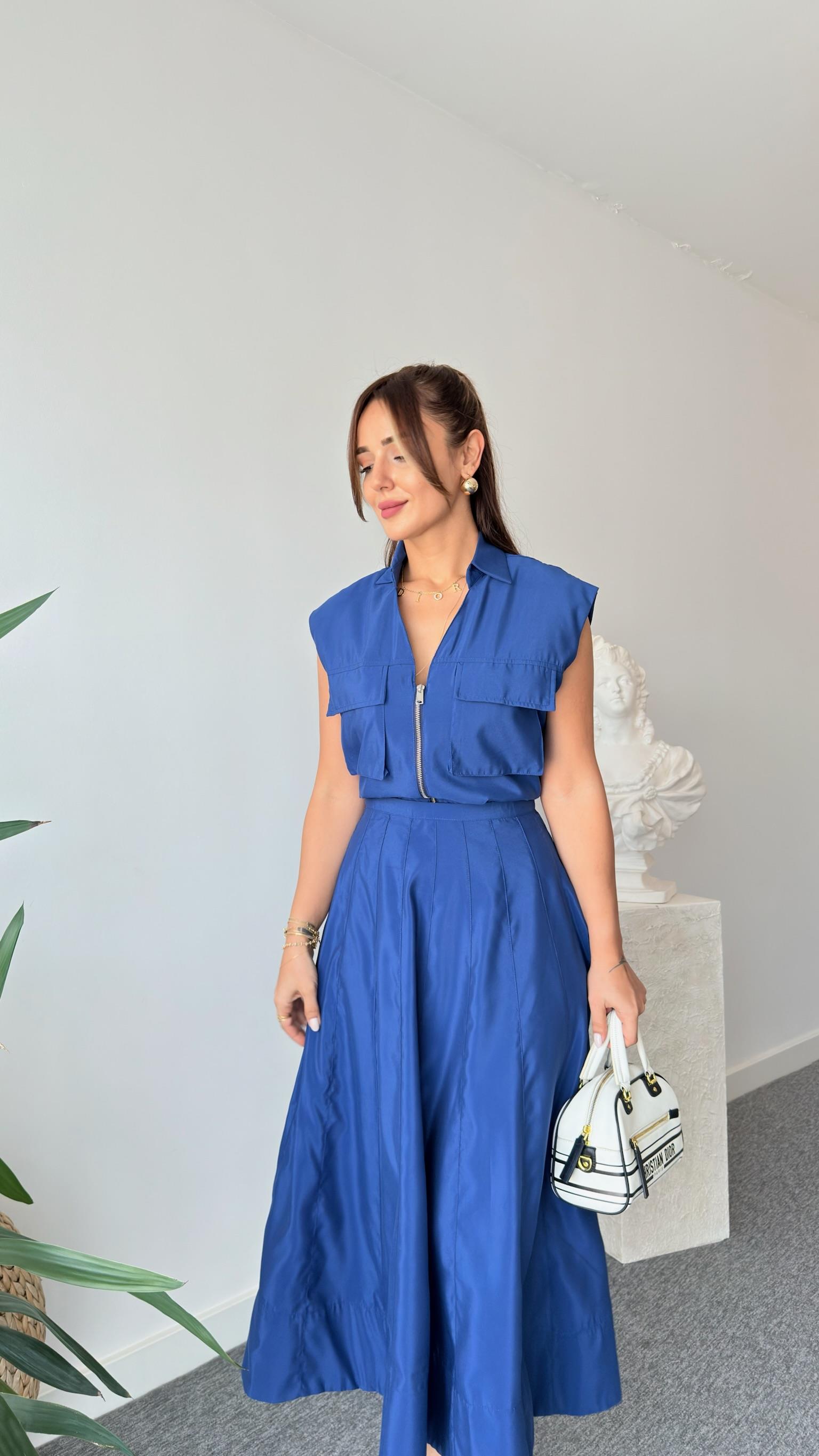 Mavi Zra Etekli Crop Takım