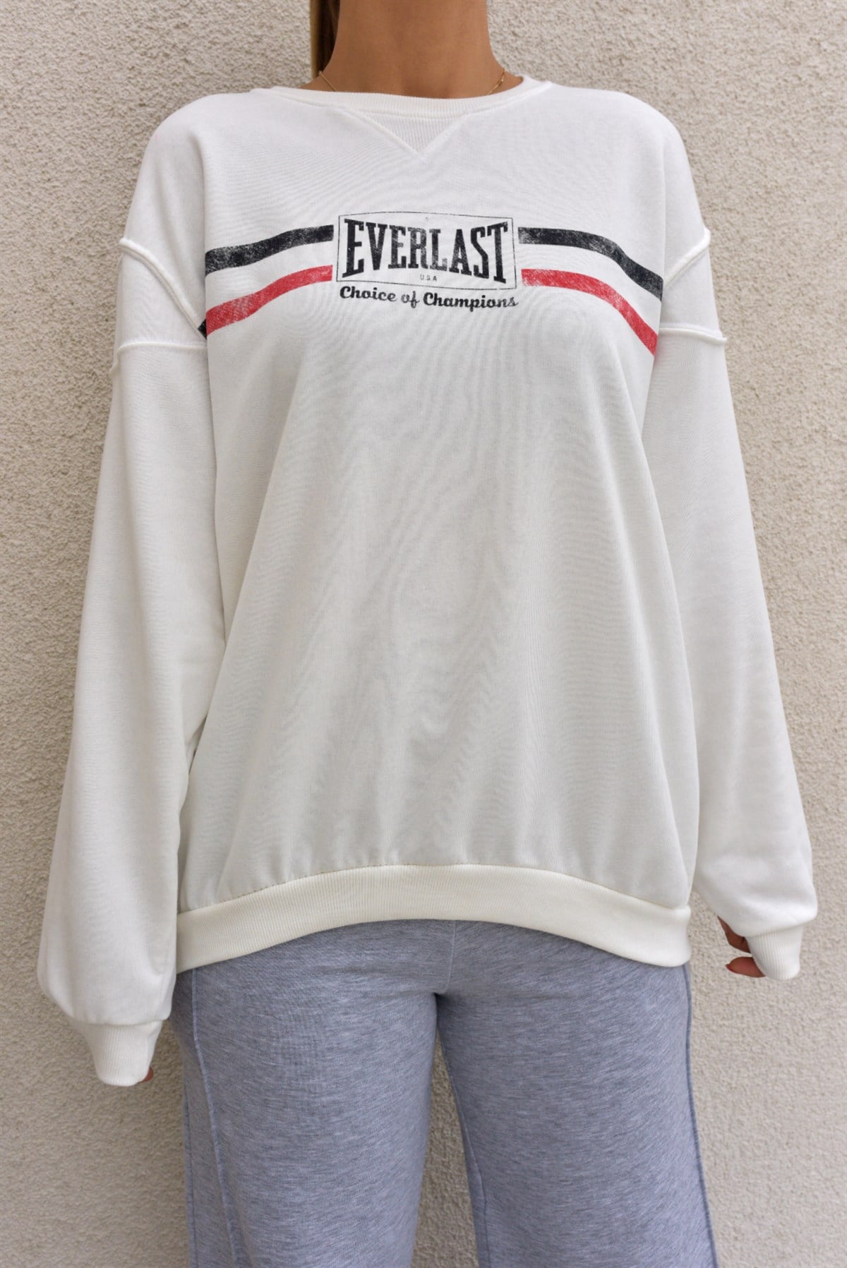 Everlast Baskı Beyaz  Sweatshirt 