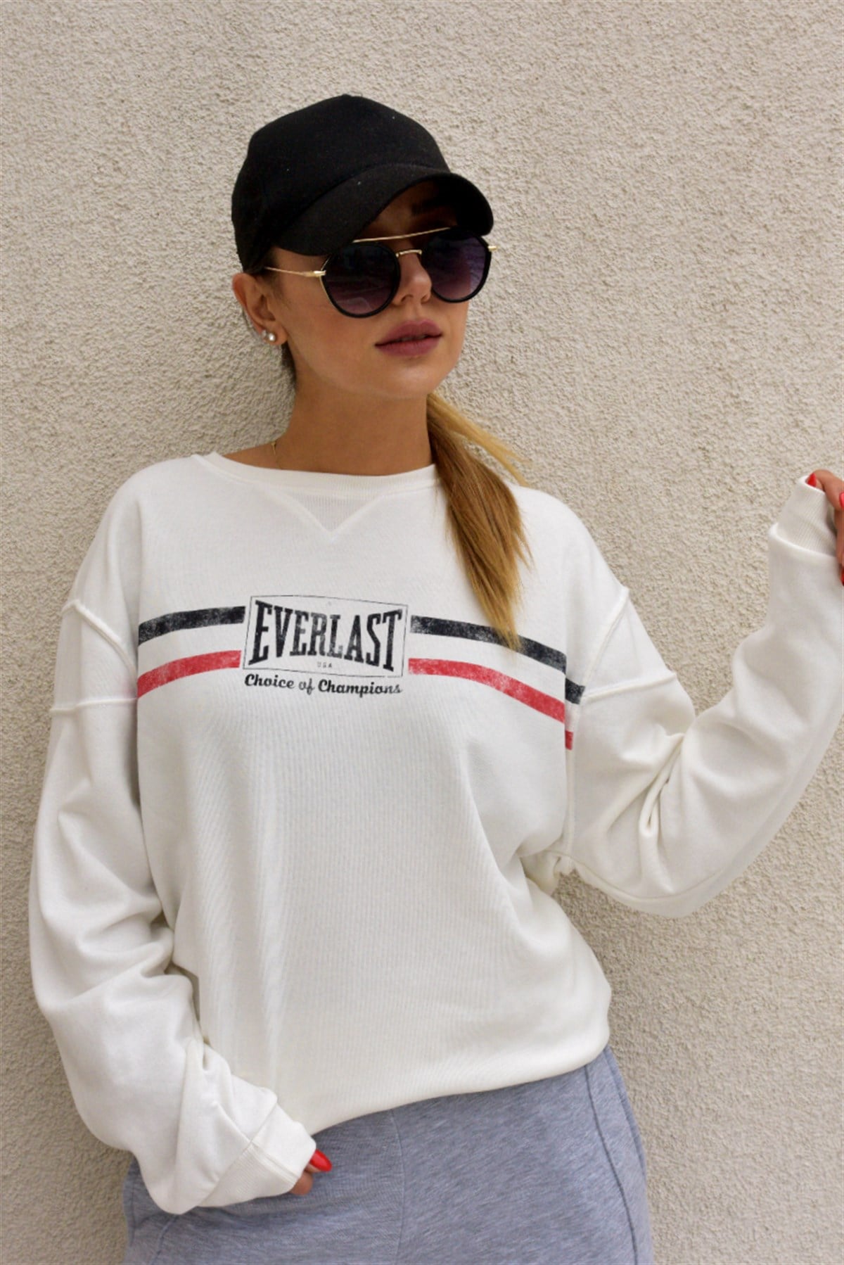 Everlast Baskı Beyaz  Sweatshirt 