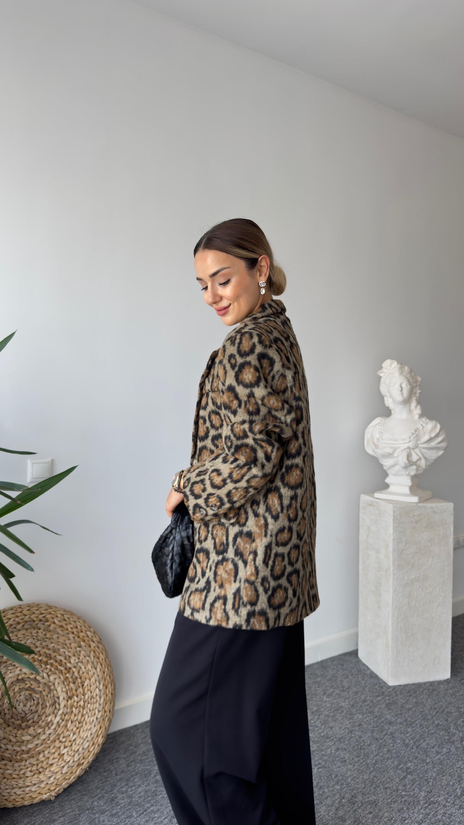 Premium Kaşe Leopar Ceket