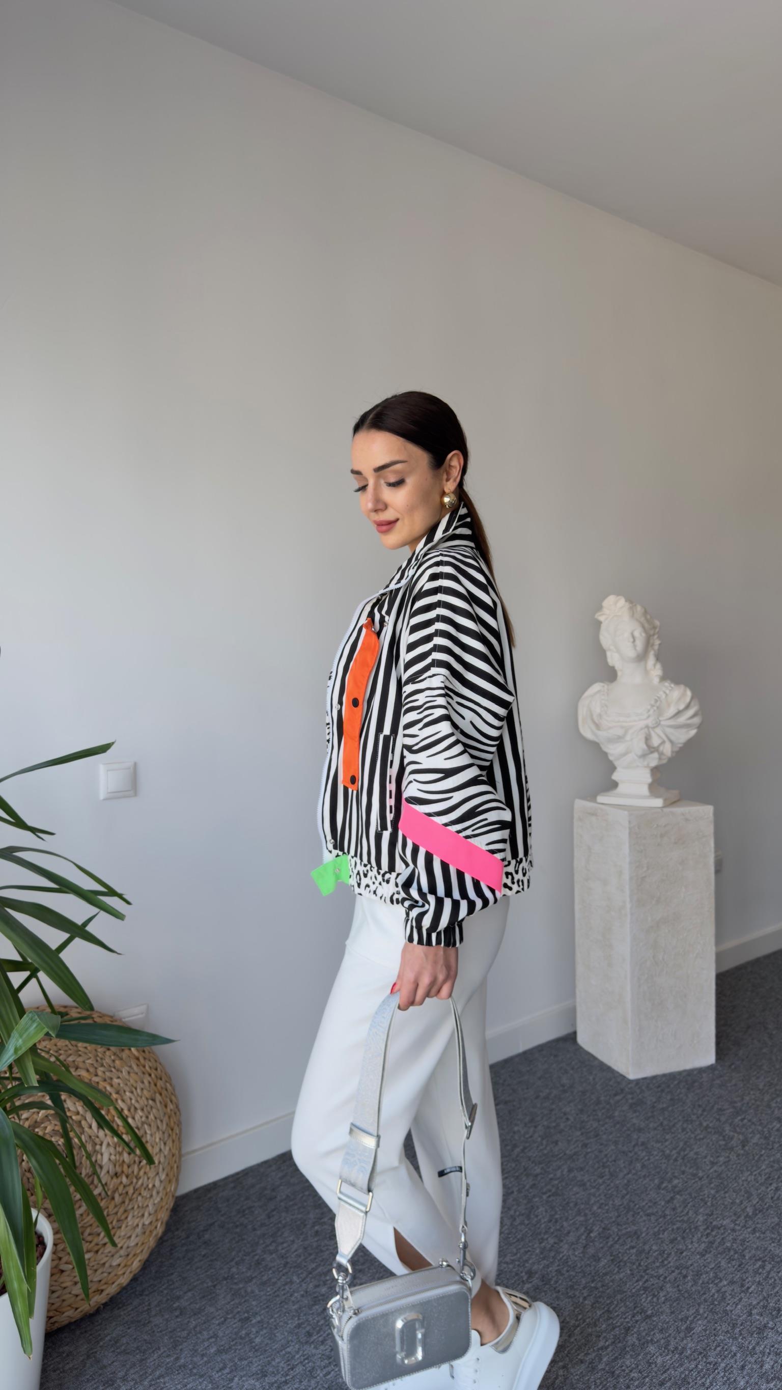 Leza Garnili Zebra Desen Ceket 