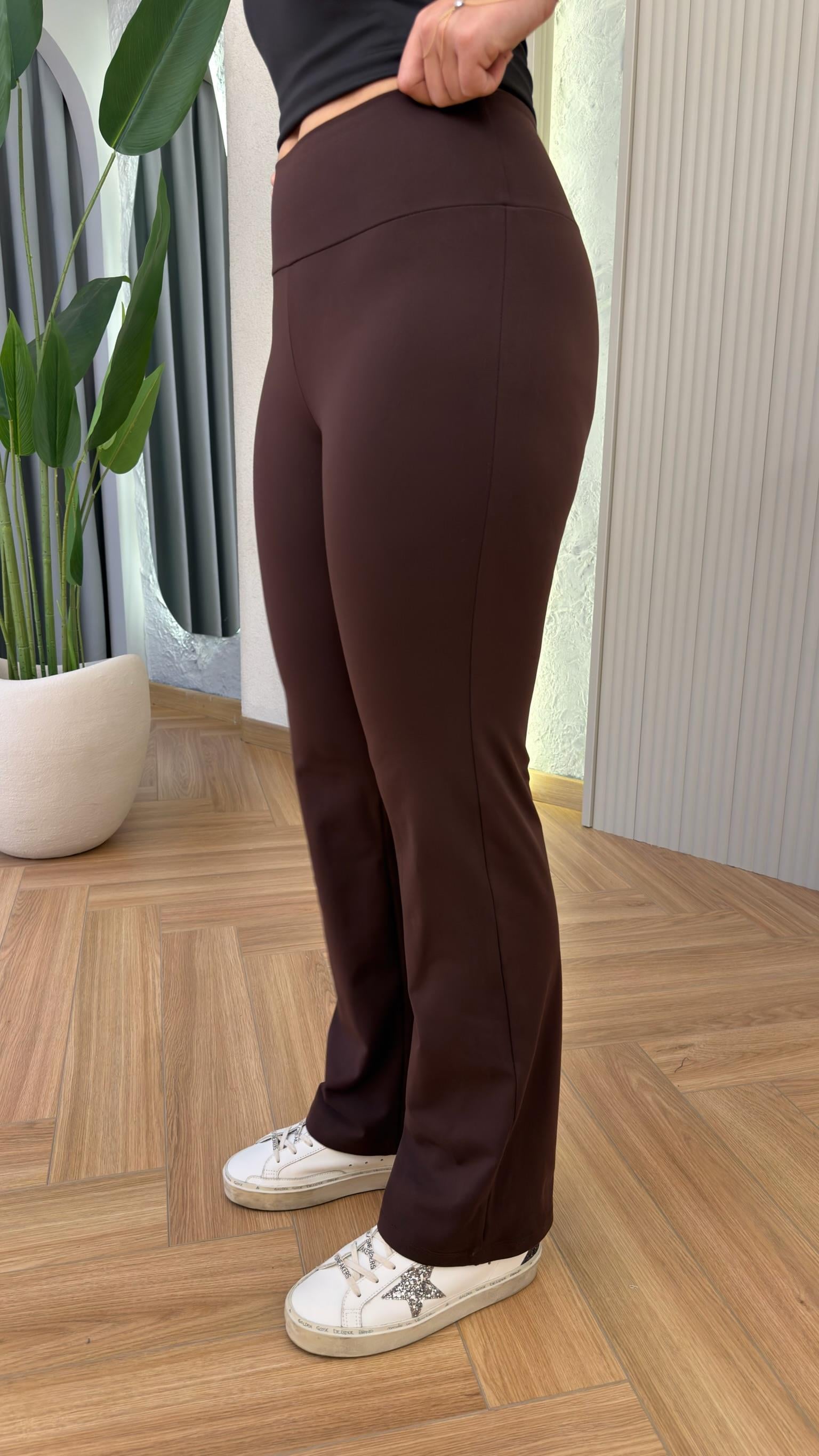 Kahve Boru Paça Oys Tayt Pantolon