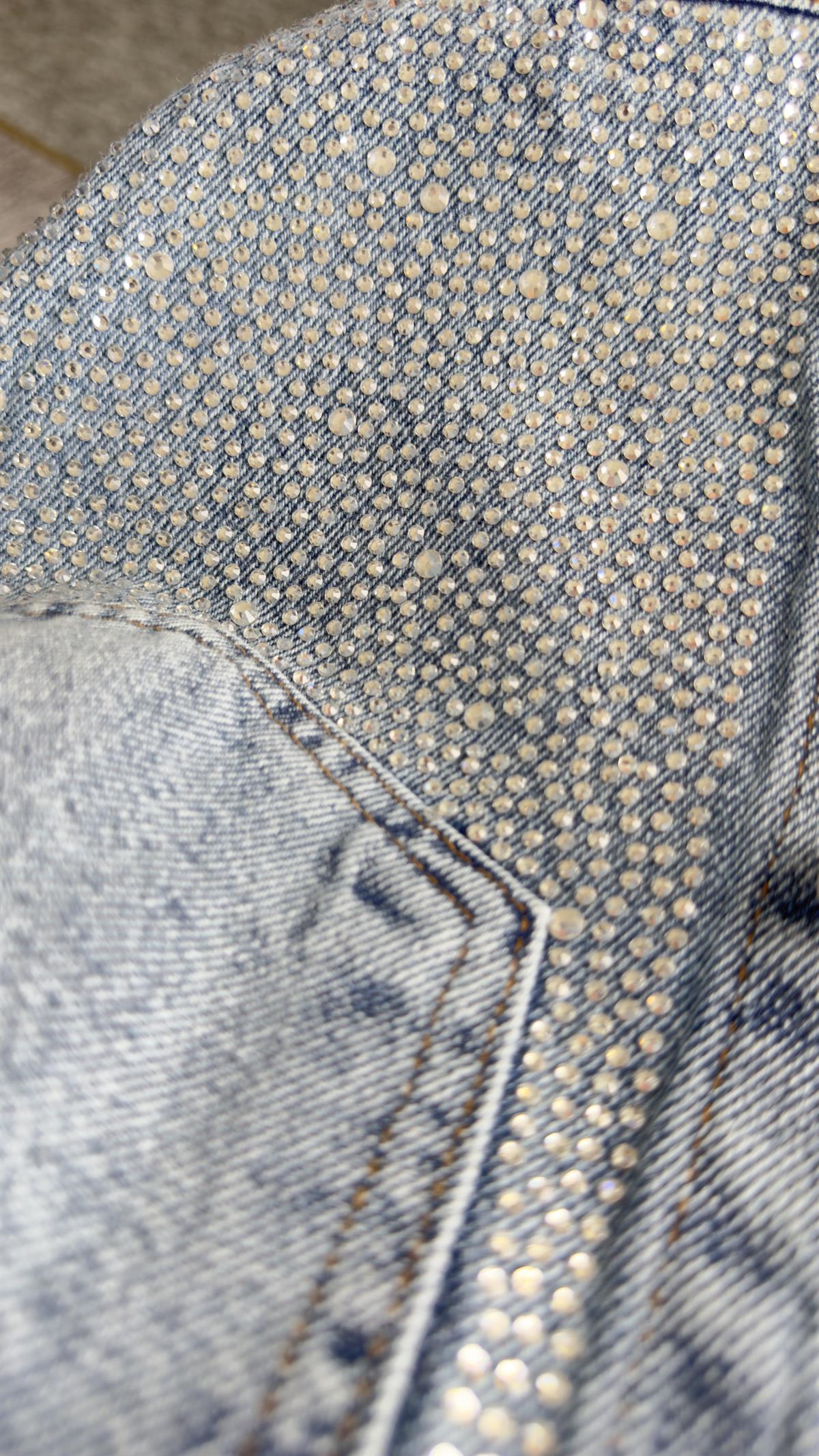 Bend Taş Detaylı Jean Ceket