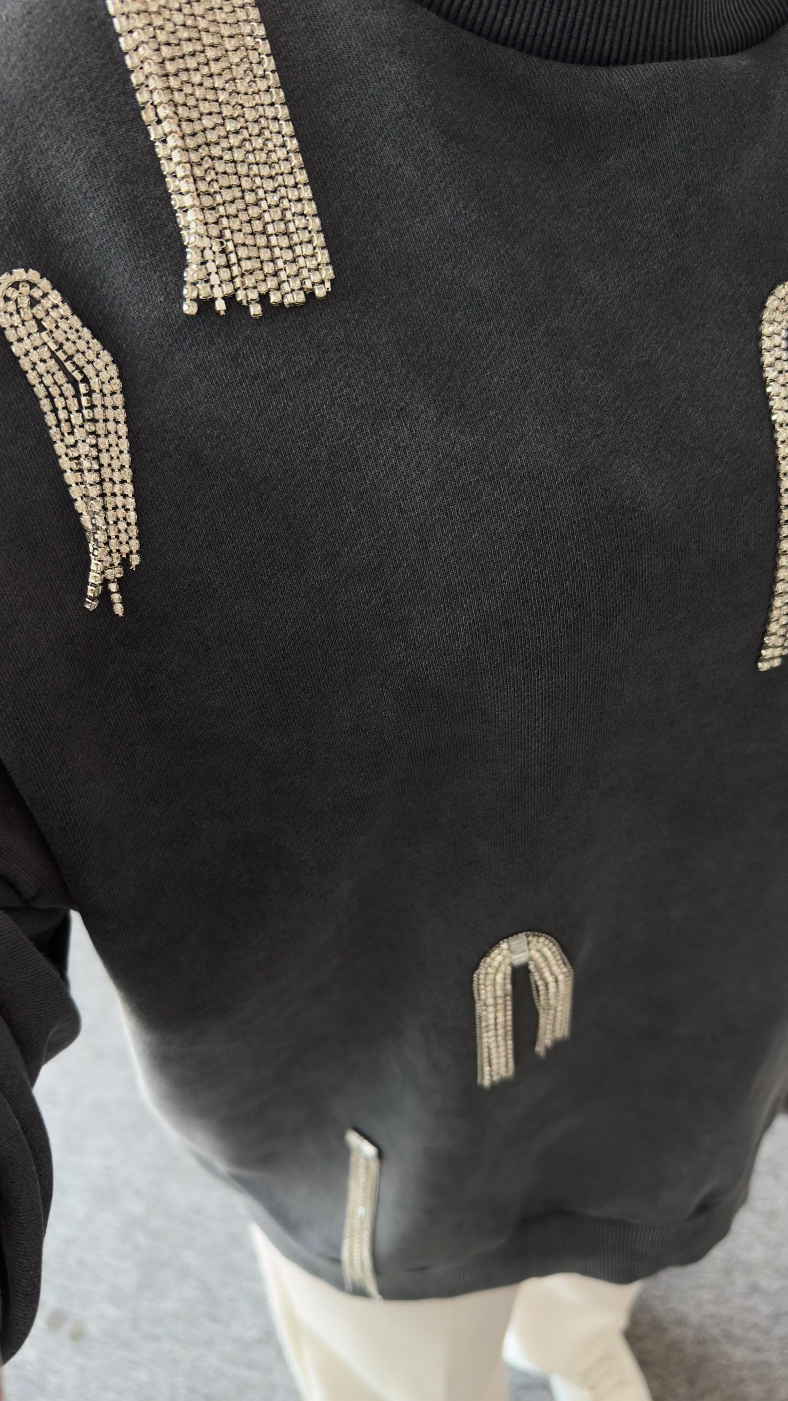 Ginow Sarkıt Taş Detaylı Sweatshirt