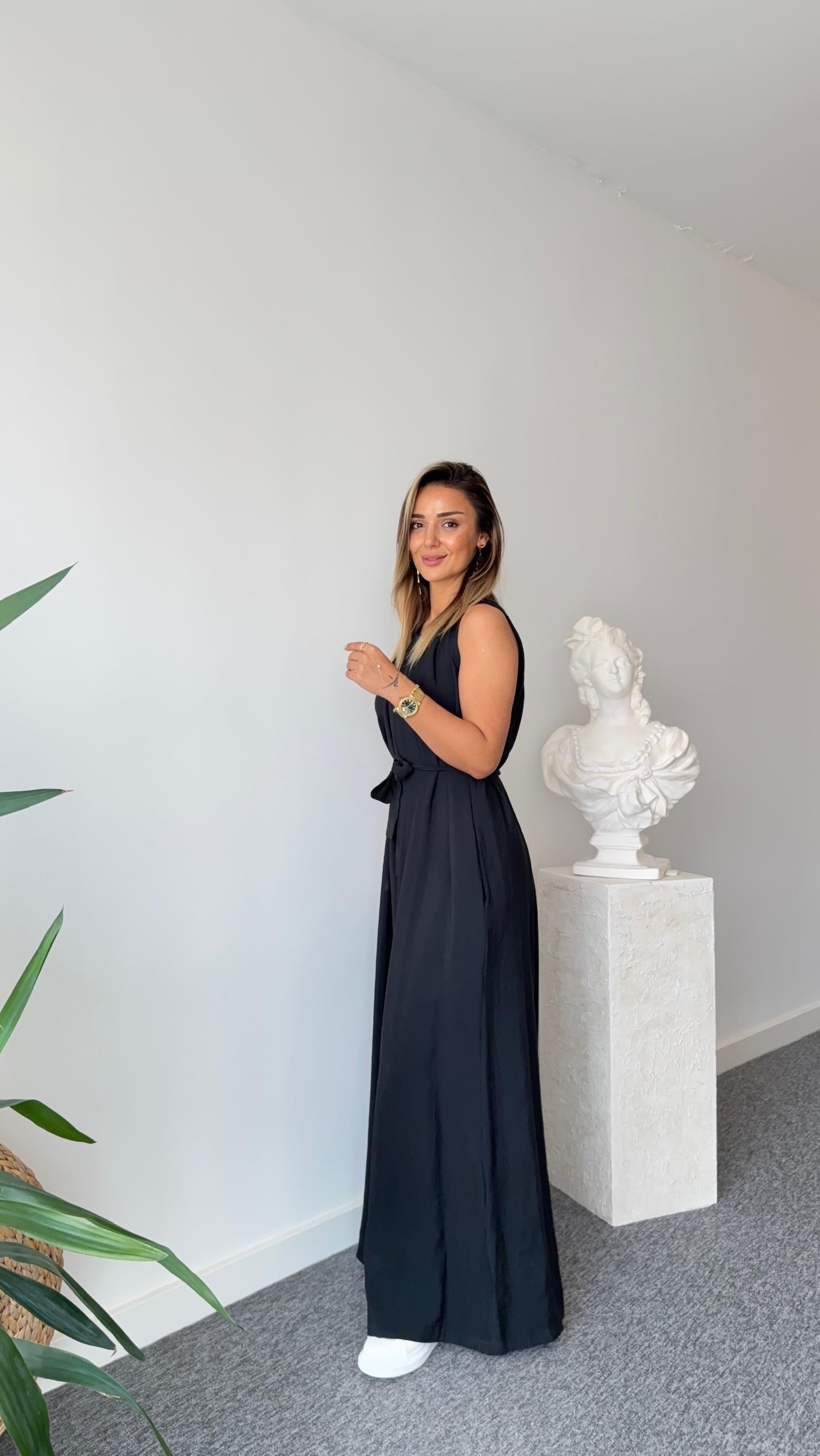 Siyah Maja Orj Marka Kuşaklı Tulum