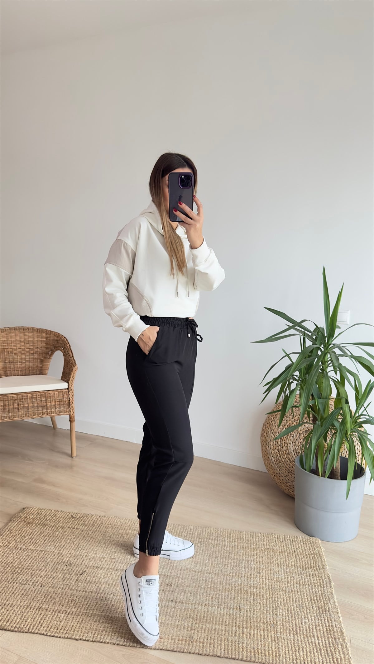 Tws Model Paça Fermuarlı Siyah Pantolon