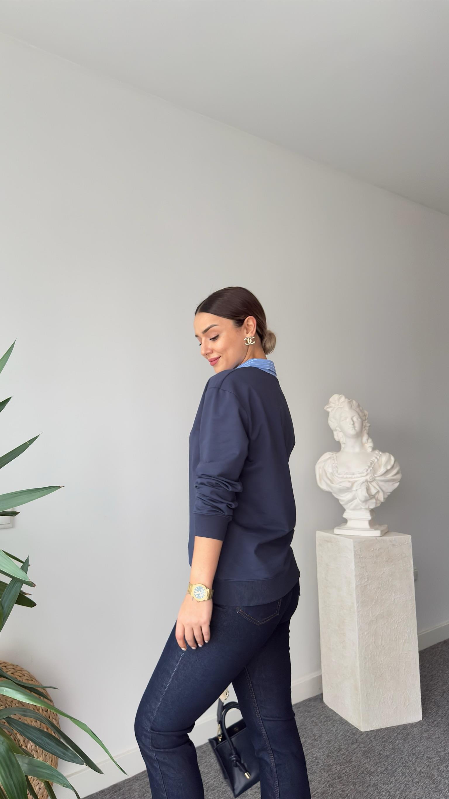 Lacivert Zra Model Poplin Garnili Sweat