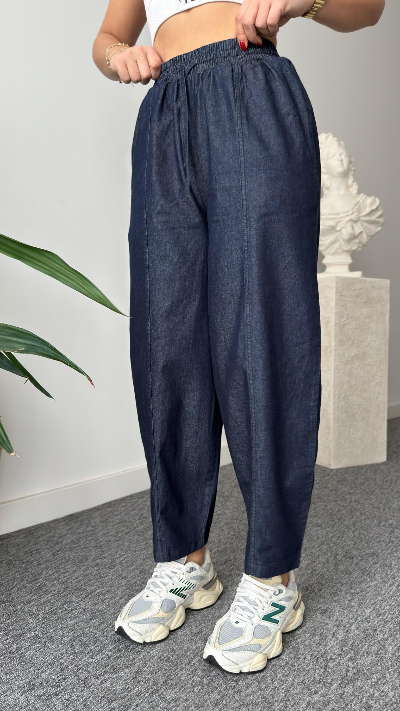 Balon Model Lacivert Denim Pantolon