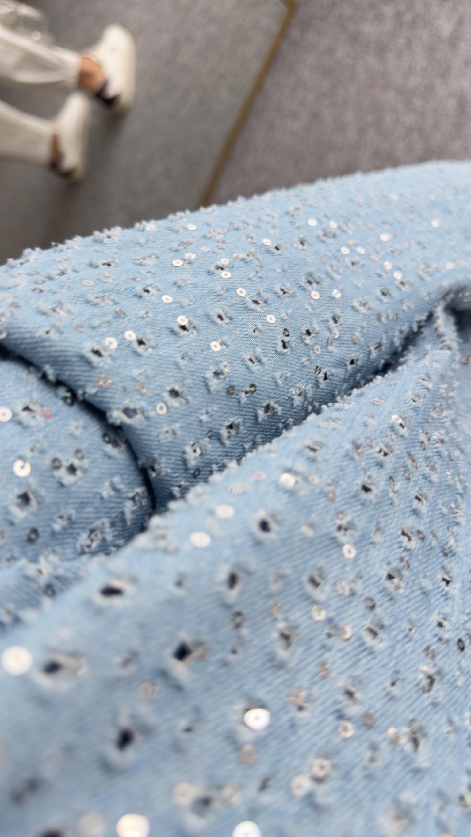 Pul Detaylı Astarlı Mevsimlik Denim Mont