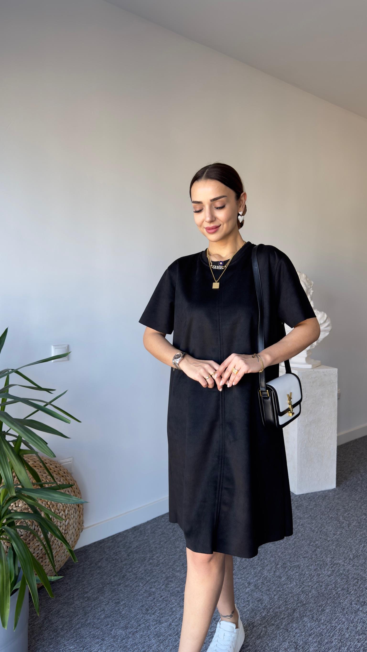Siyah Süet Basic Elbise