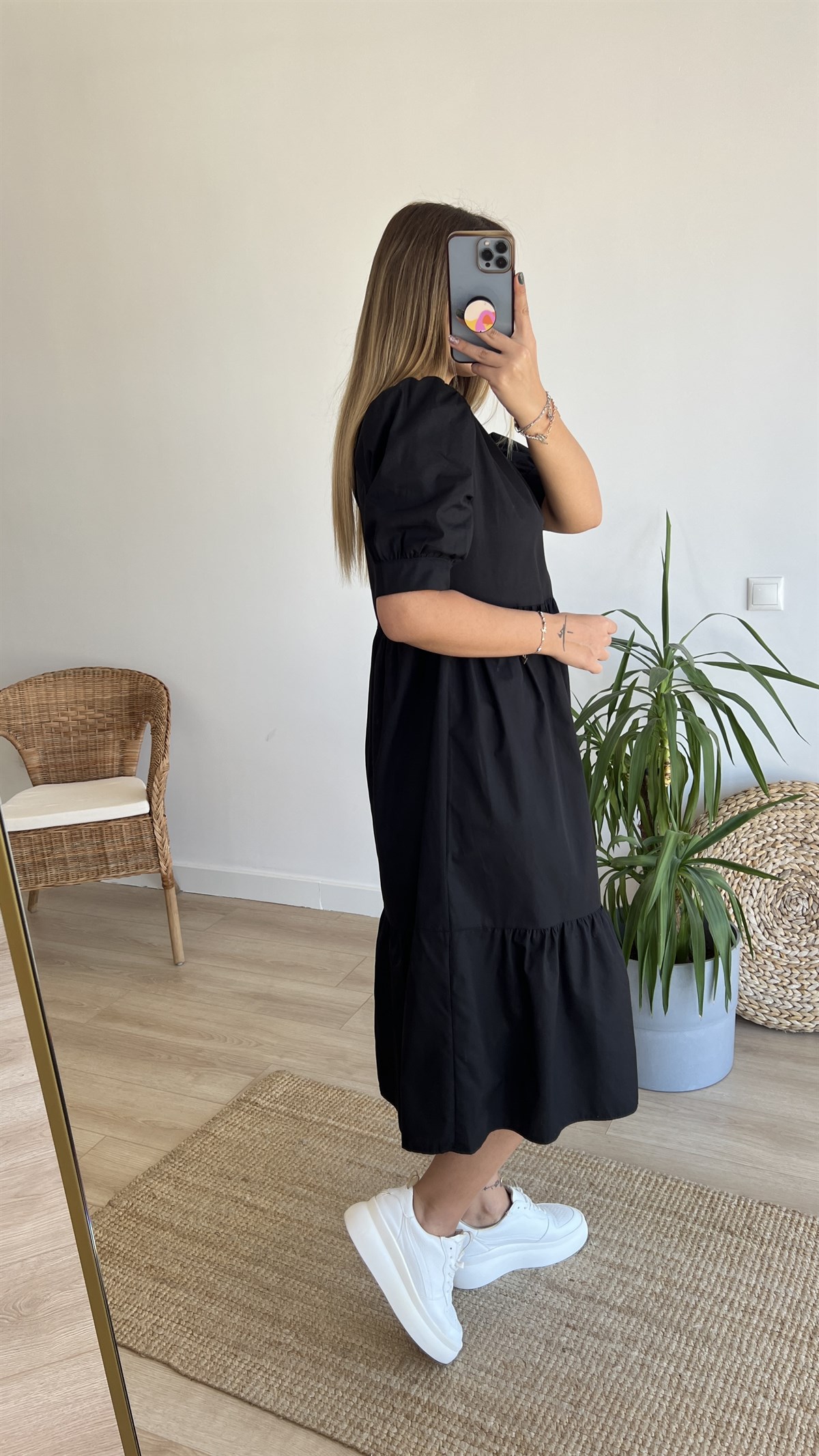 Bebe Siyah Poplin Elbise 