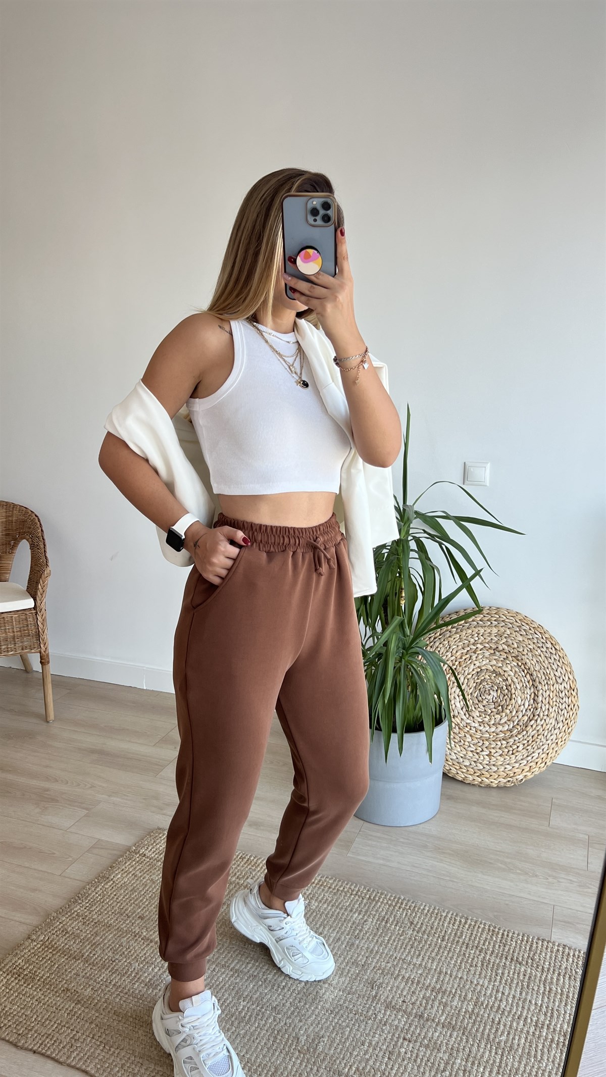 Kahve Modal Kumaş Eşofman Altı