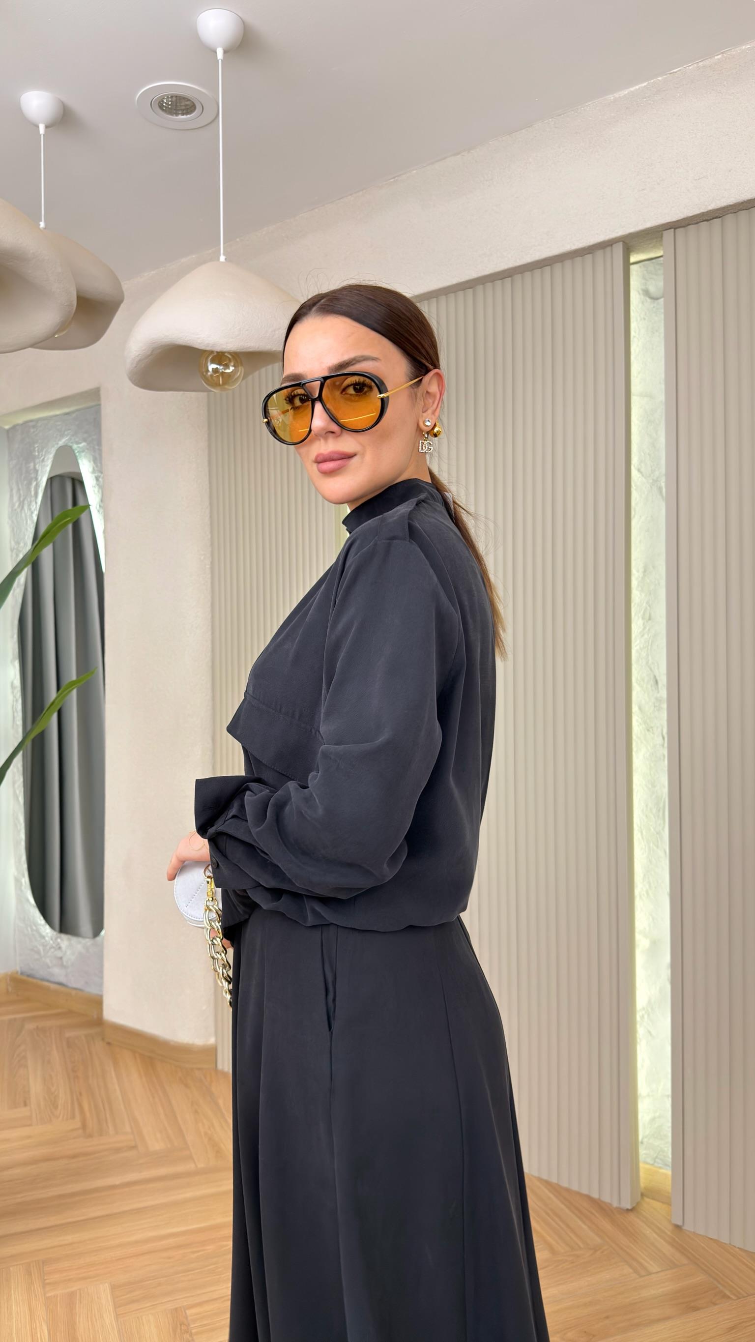 Siyah Bellis Premium Etekli Tensel Modal Takım