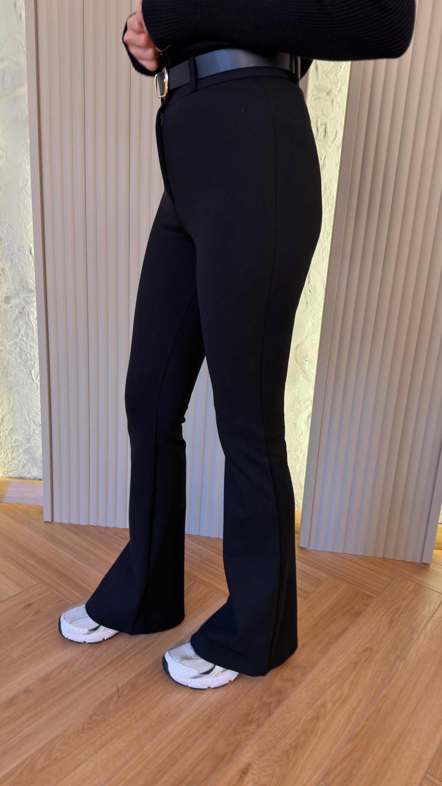 İspanyol Paça Kemerli Tayt Pantolon