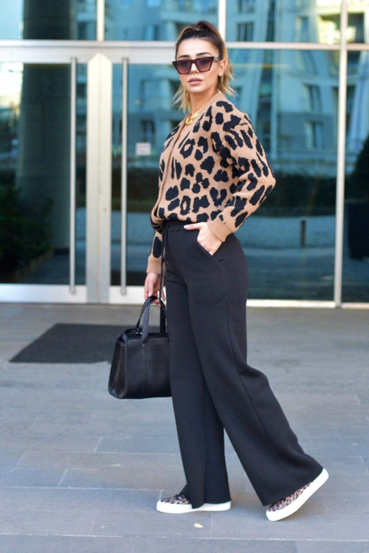 Leopar Desen Hırka