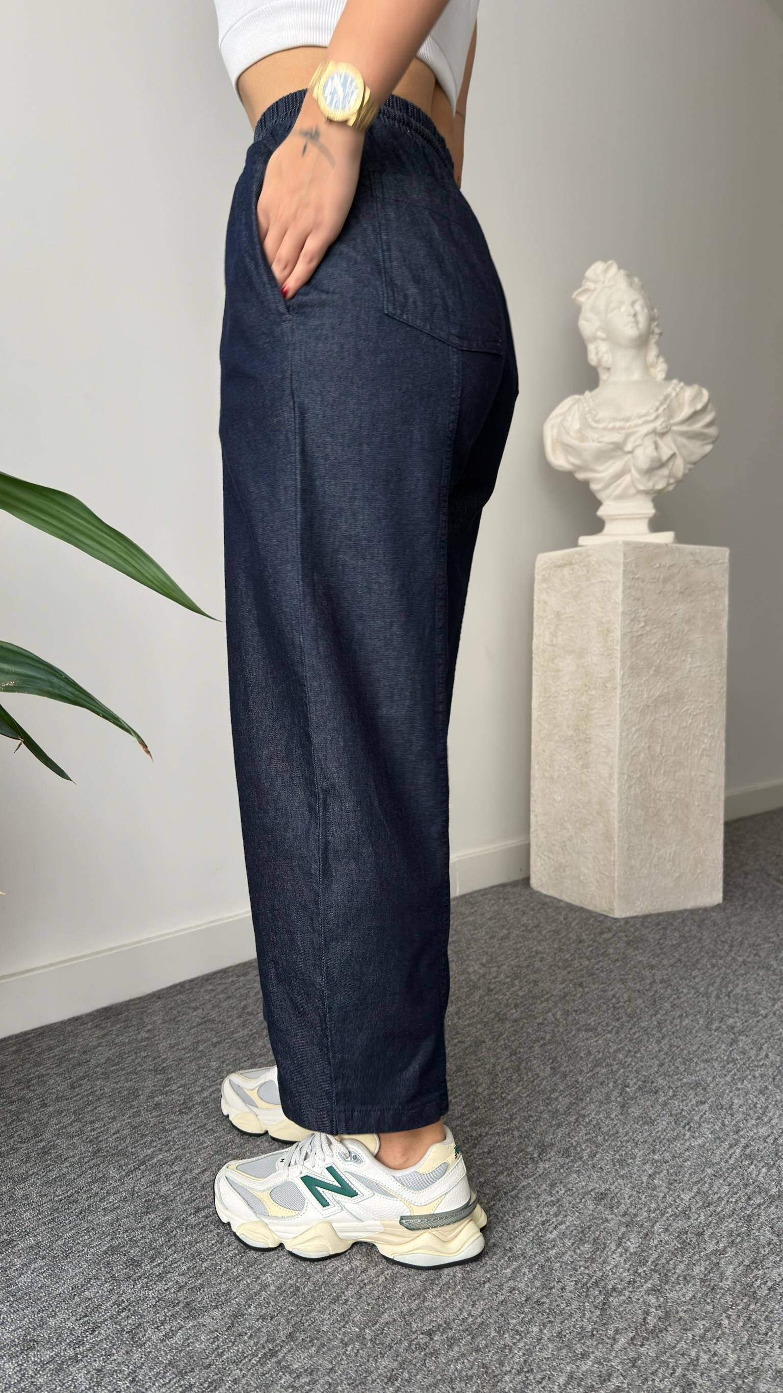 Balon Model Lacivert Denim Pantolon