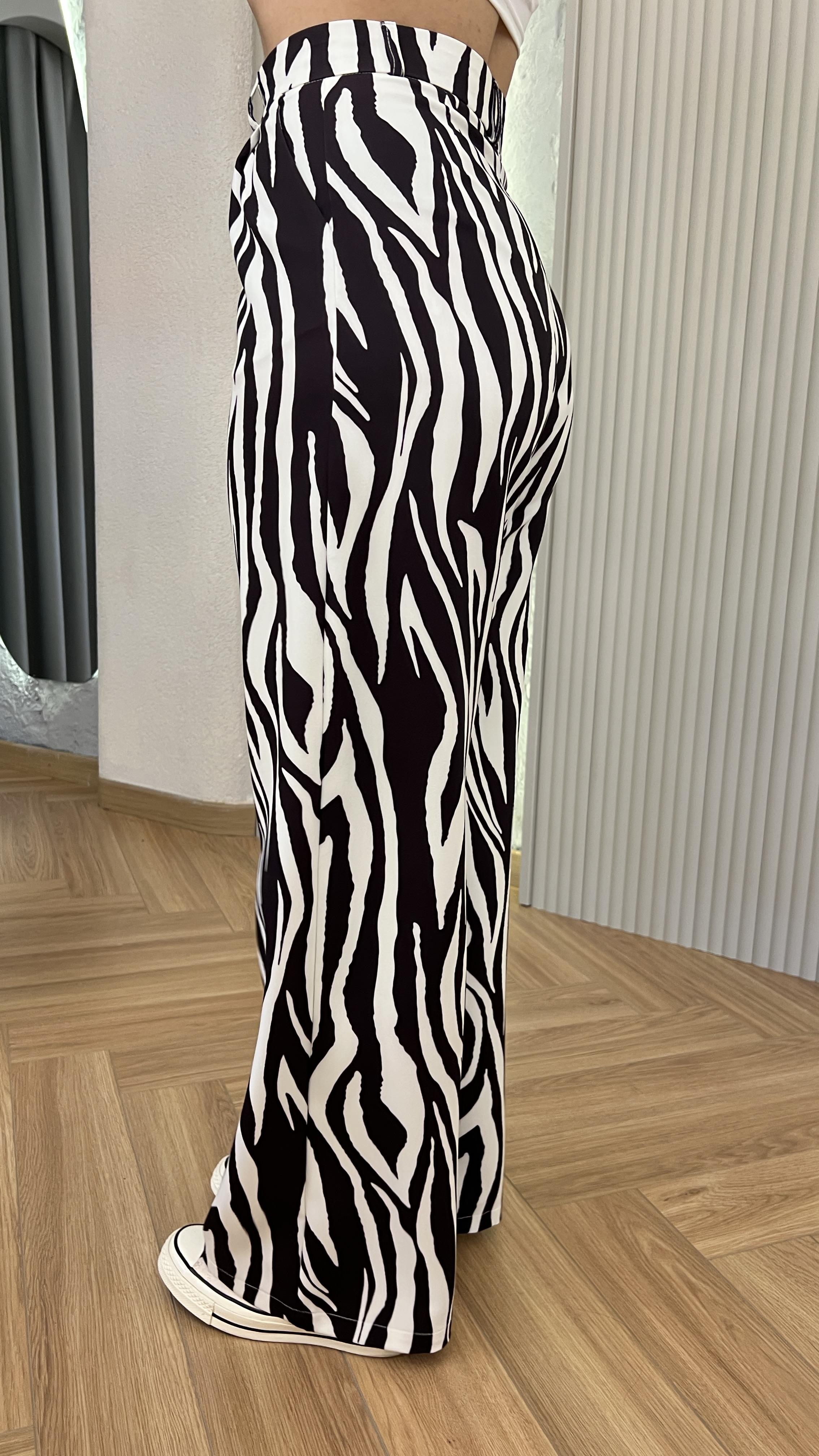 Lares Zebra Desenli Yüksek Bel Pantolon