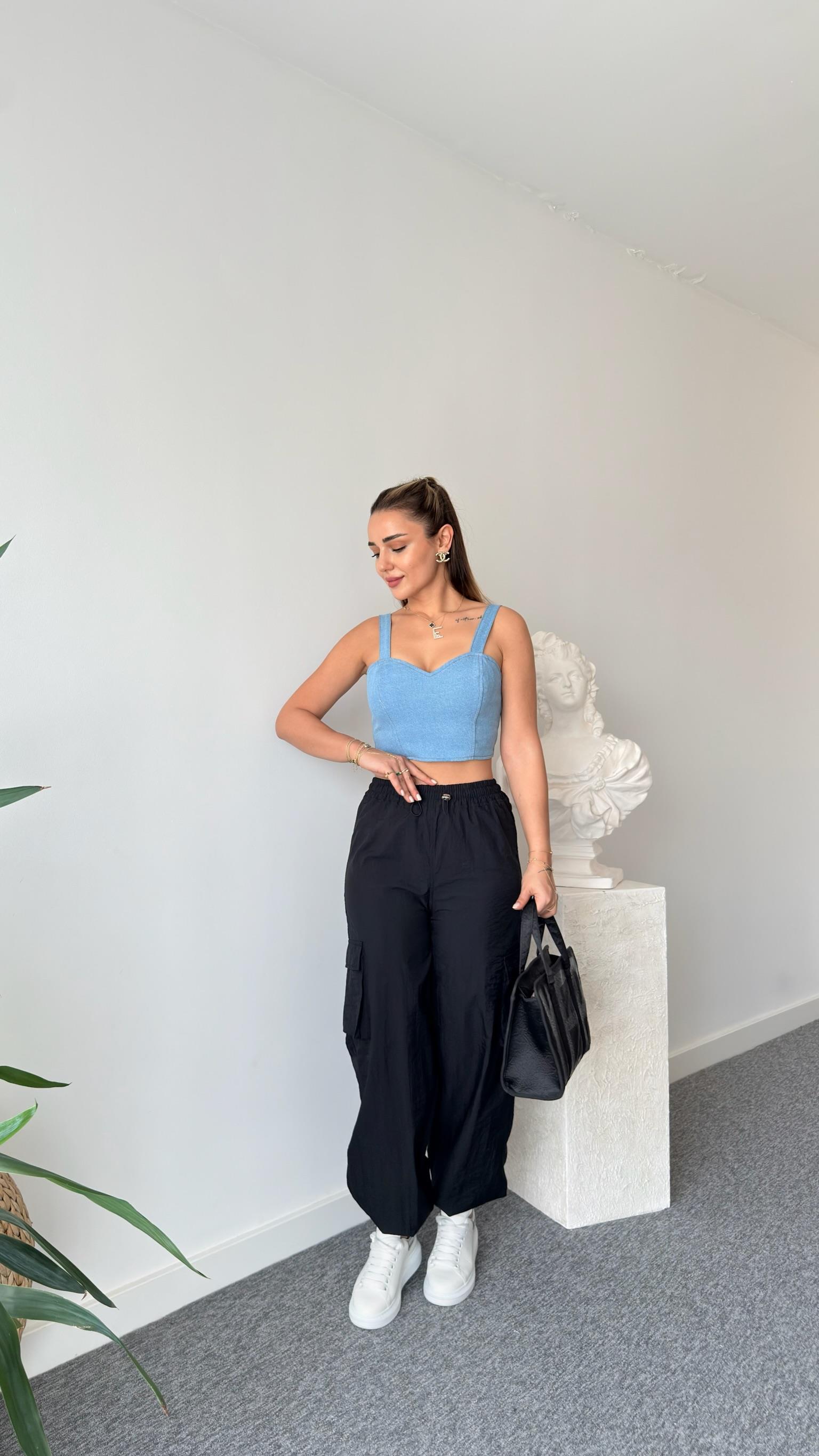 Loria Sırt Fermuarlı Jean Crop