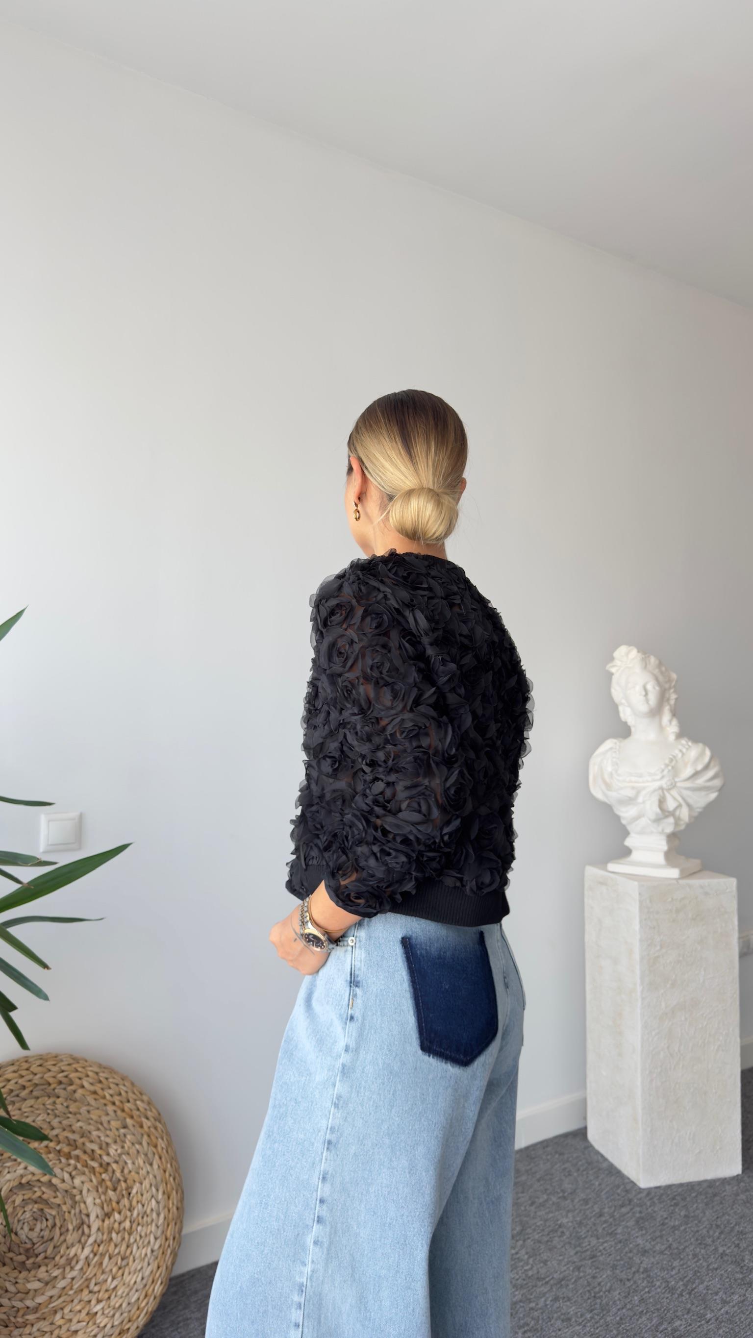 Zra Model Güllü Siyah Organze Ceket