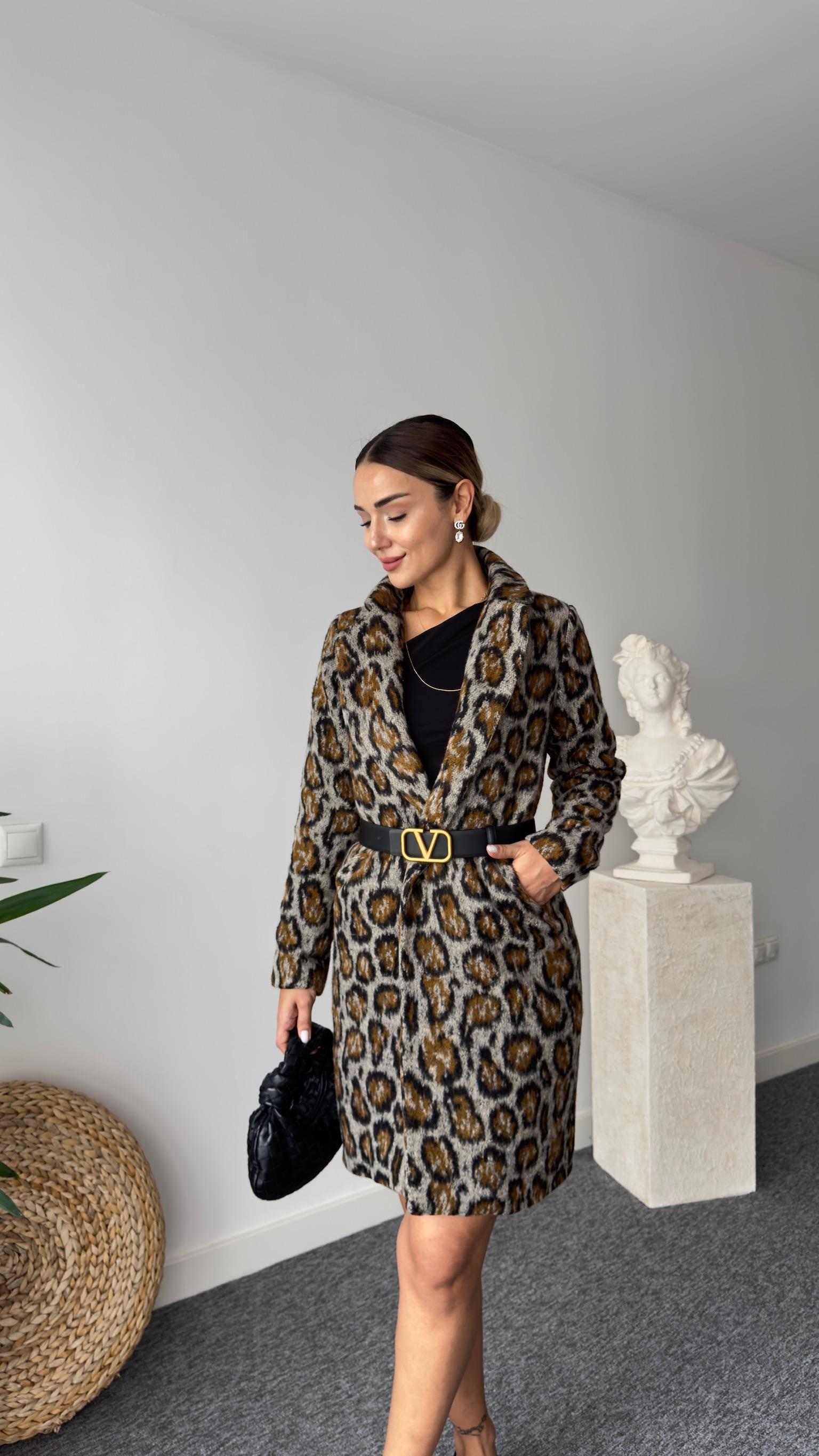 Entalo Astarlı Leopar Kaban