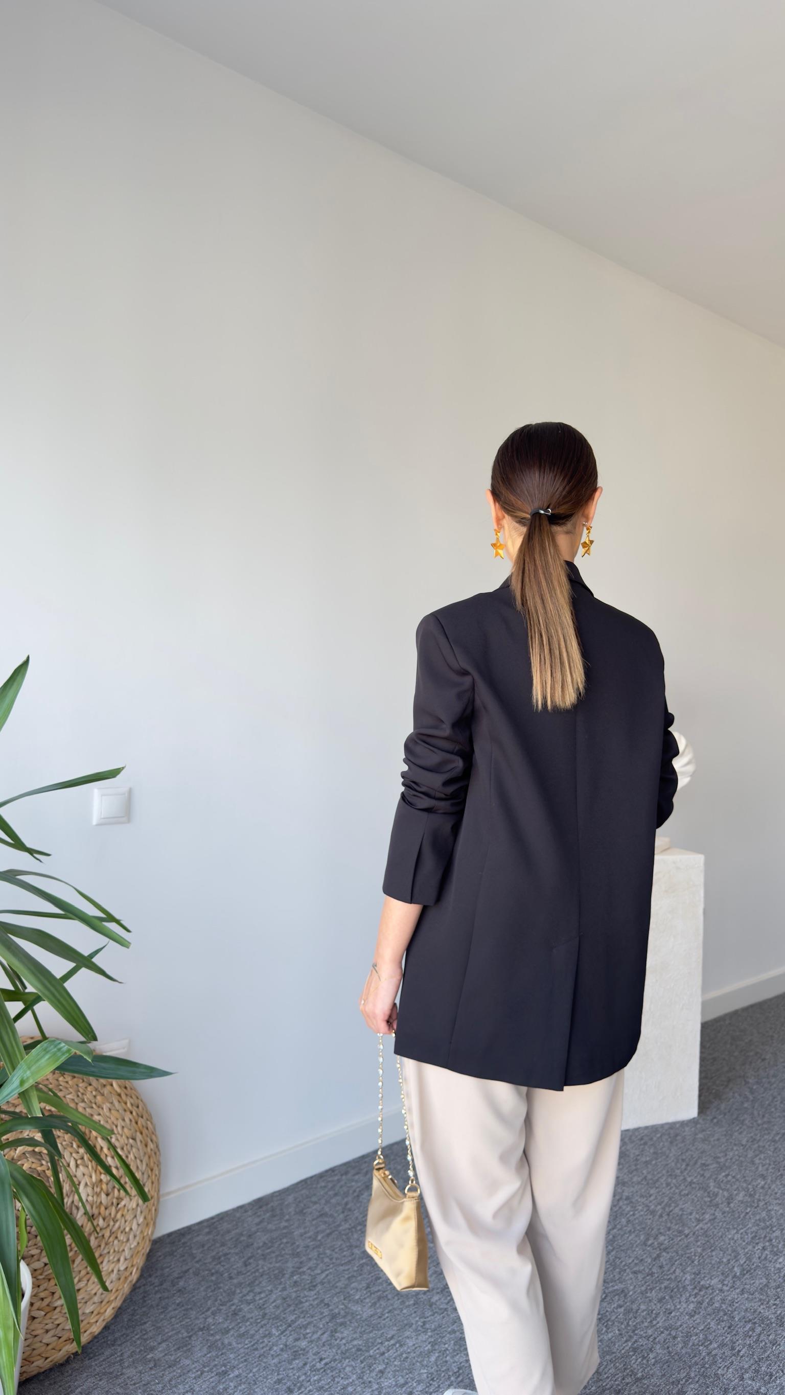 Tek Düğme Siyah Blazer Ceket
