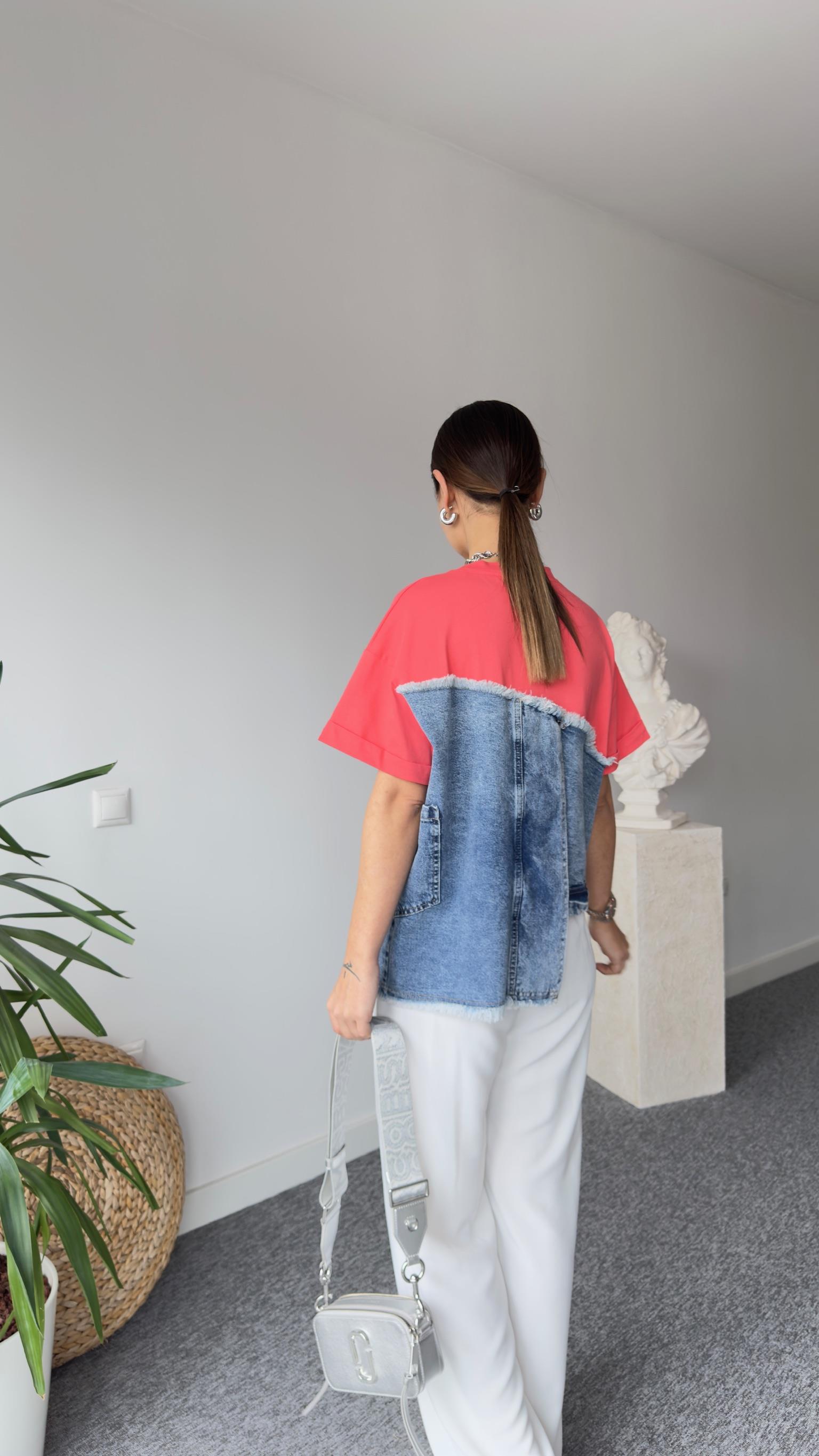 Asimetrik Kot Detaylı Turuncu Tshirt