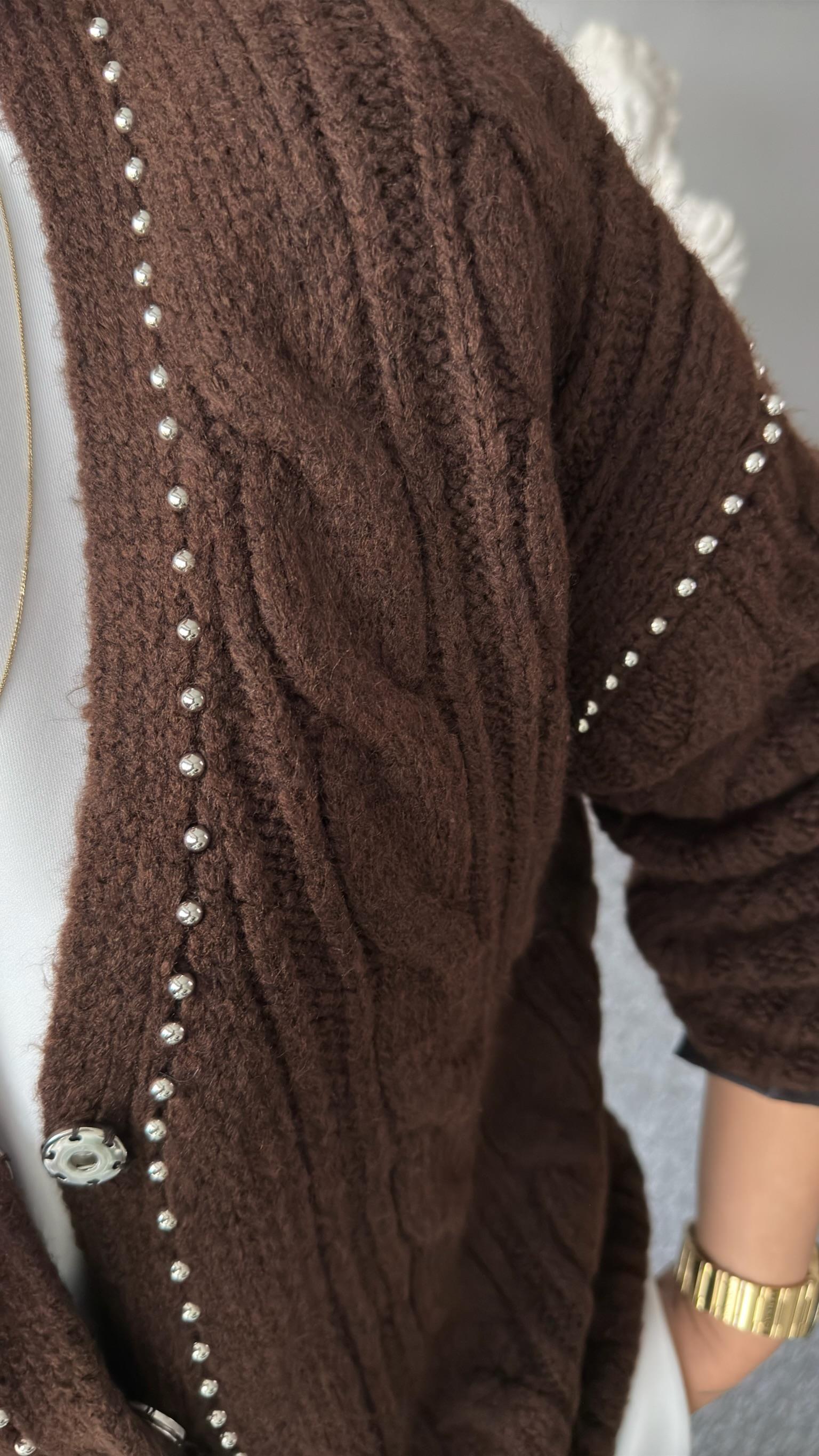 Kahve Tws Model Zımbalı Hırka