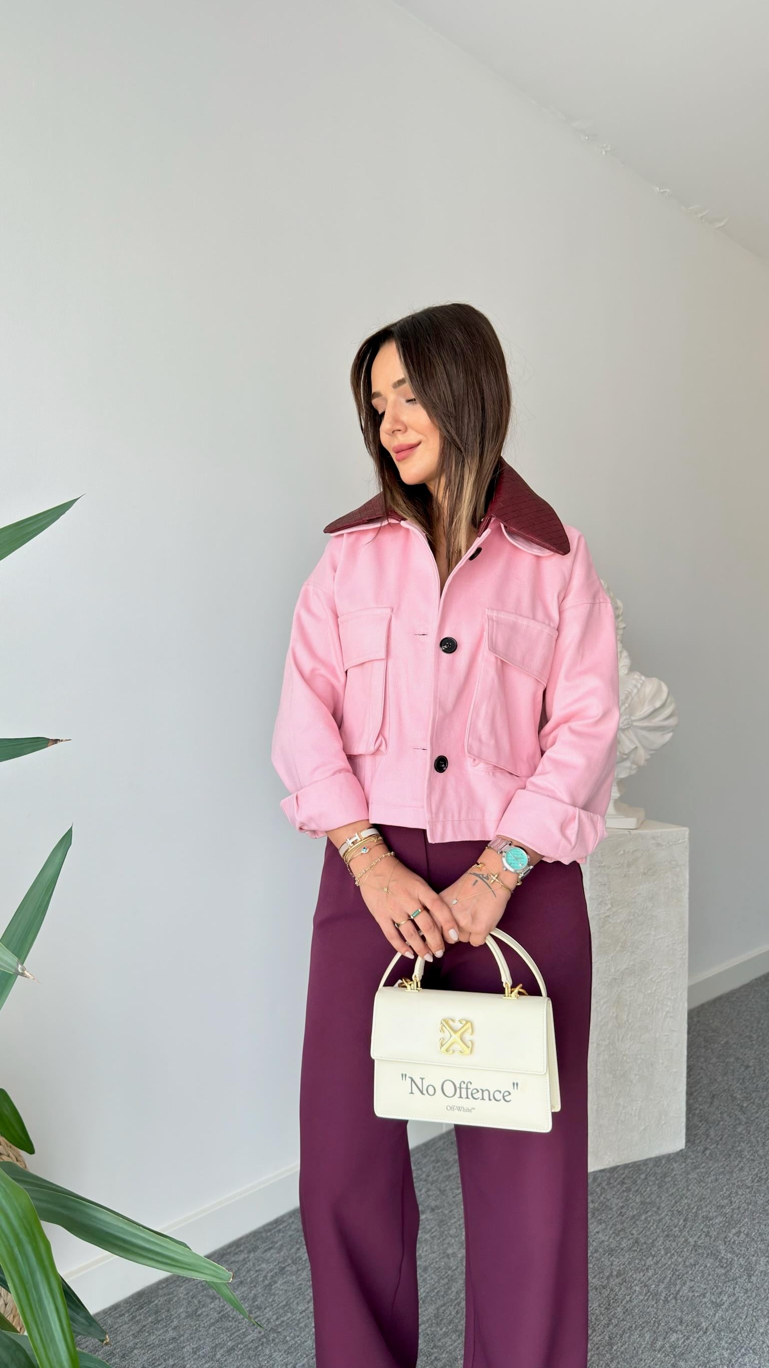 Çıkartılabilir Deri Yakalı Marka Model Ceket 