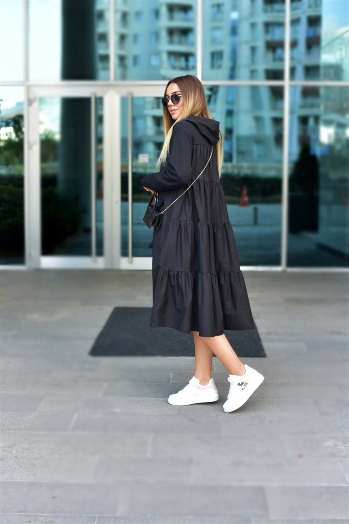 Poplin Detaylı Sweat Elbise