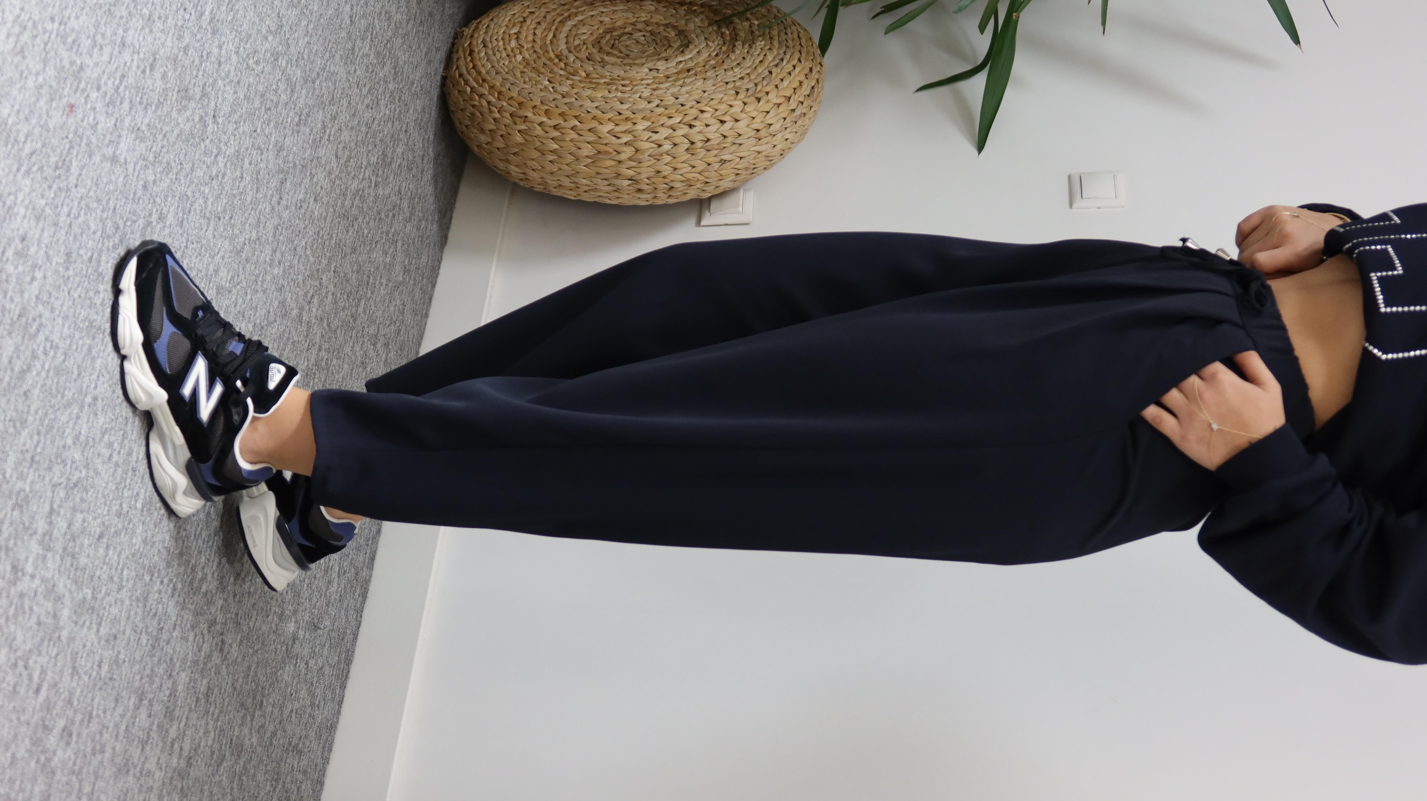 Lacivert Lucka Pileli Şalvar Model Pantolon