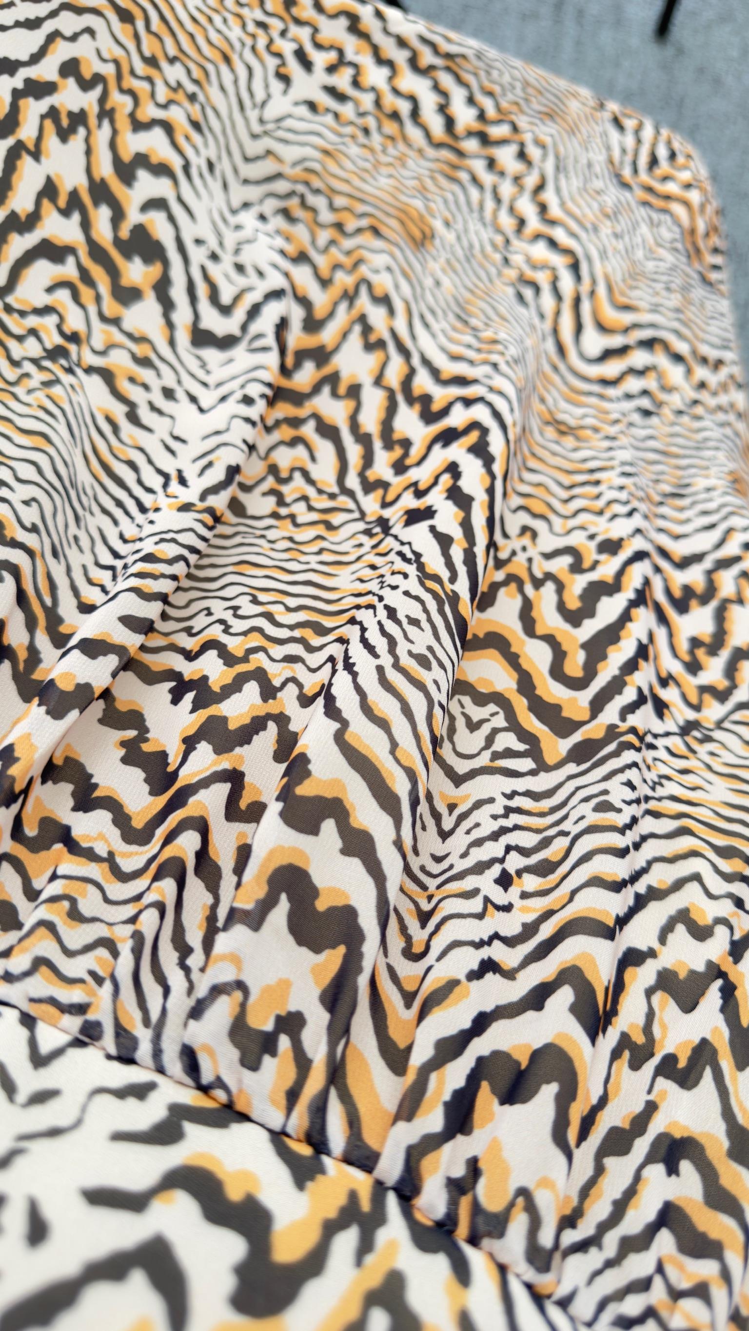 Kahve Zebra Desenli Askılı Elbise 