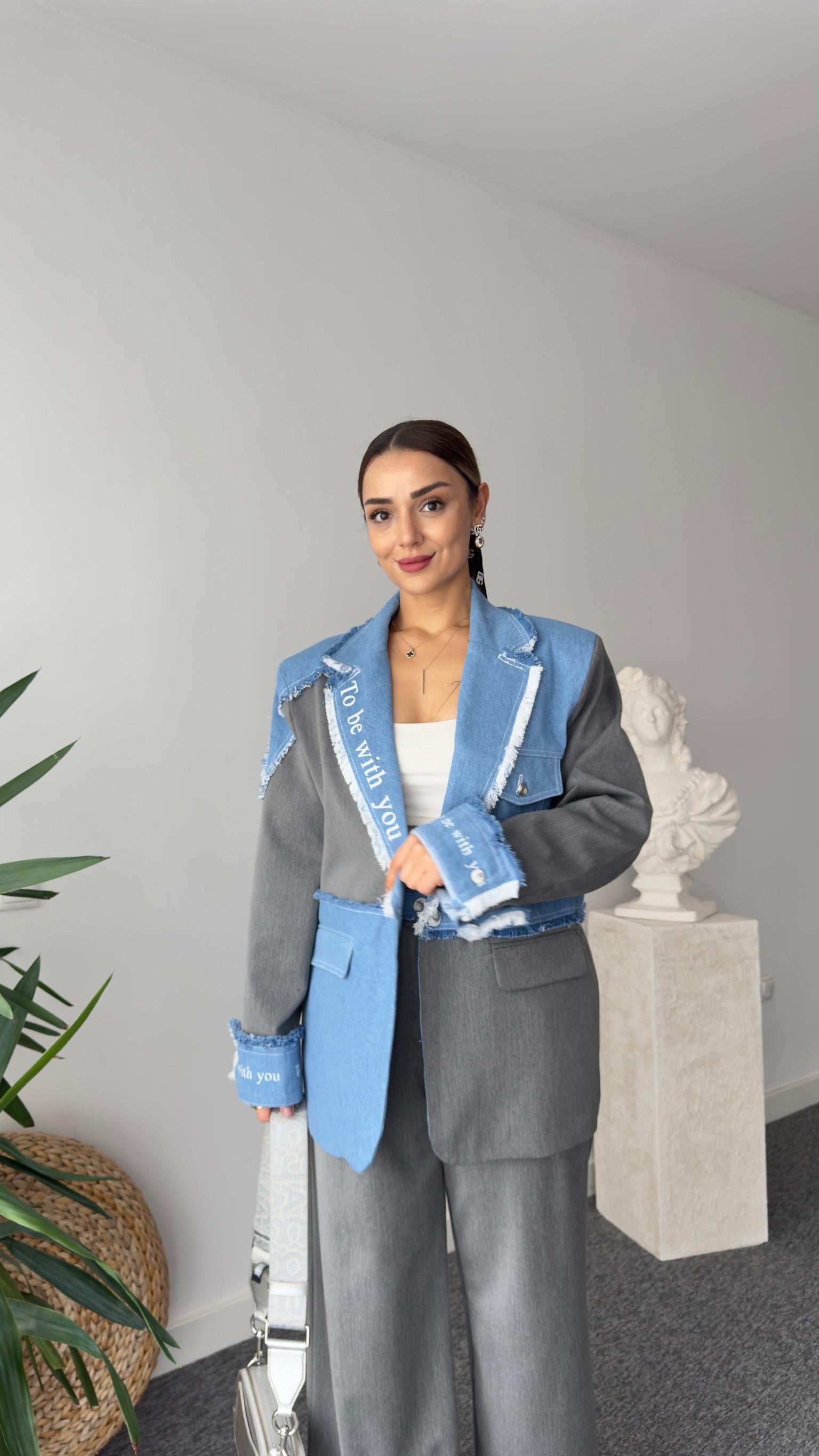 İntro Kot Garnili Premıum Gri Blazer