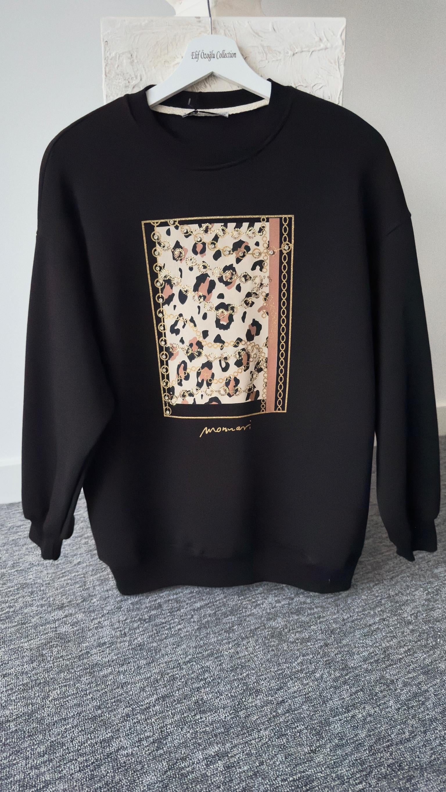 Ledon Leopar Baskı Siyah Sweat