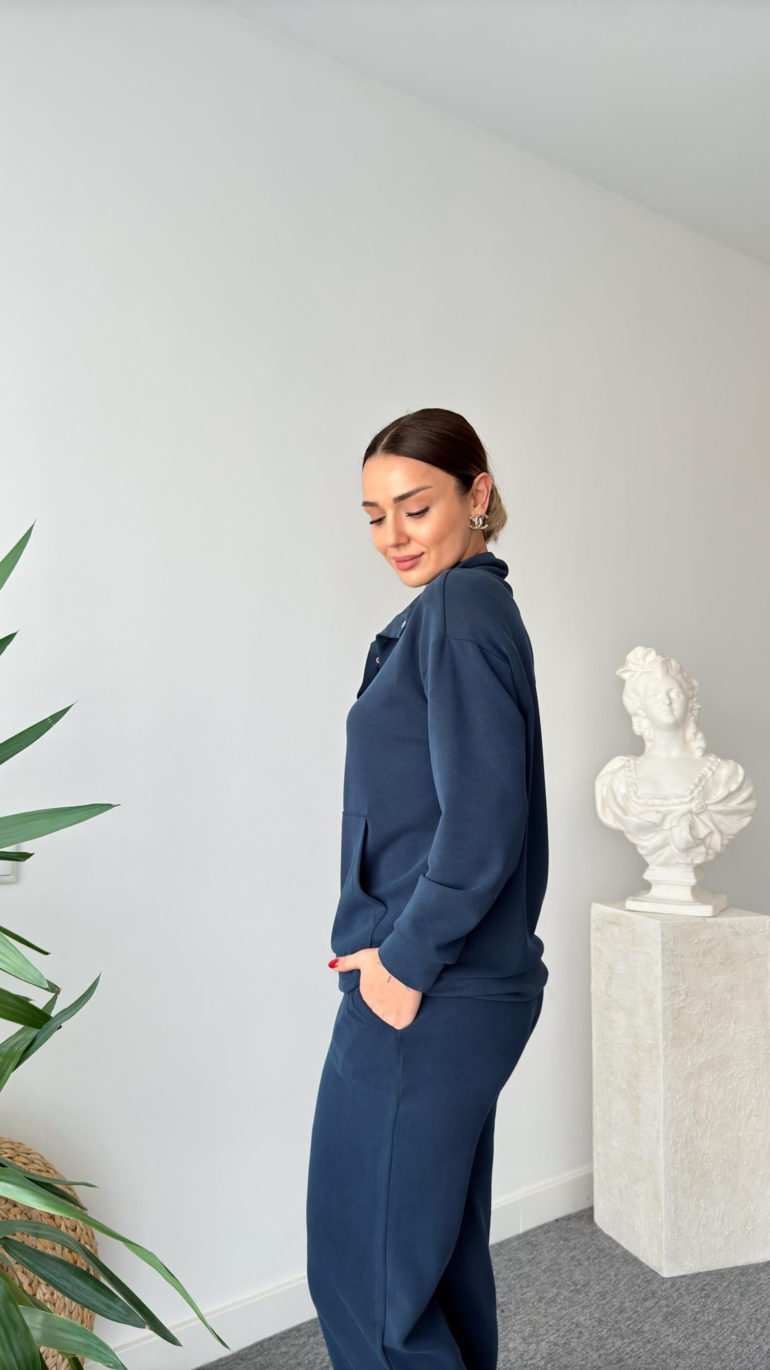 Lacivert Lavri Çıtçıtlı Modal Takım