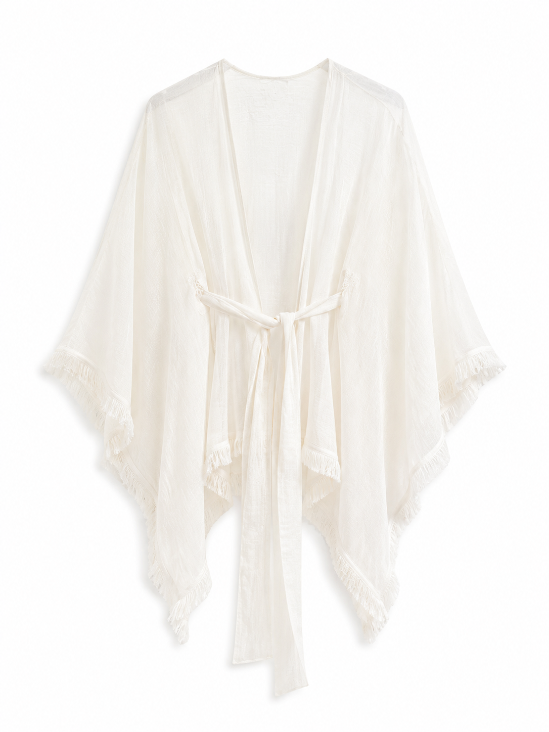 Nise Ekru Püsküllü Kimono