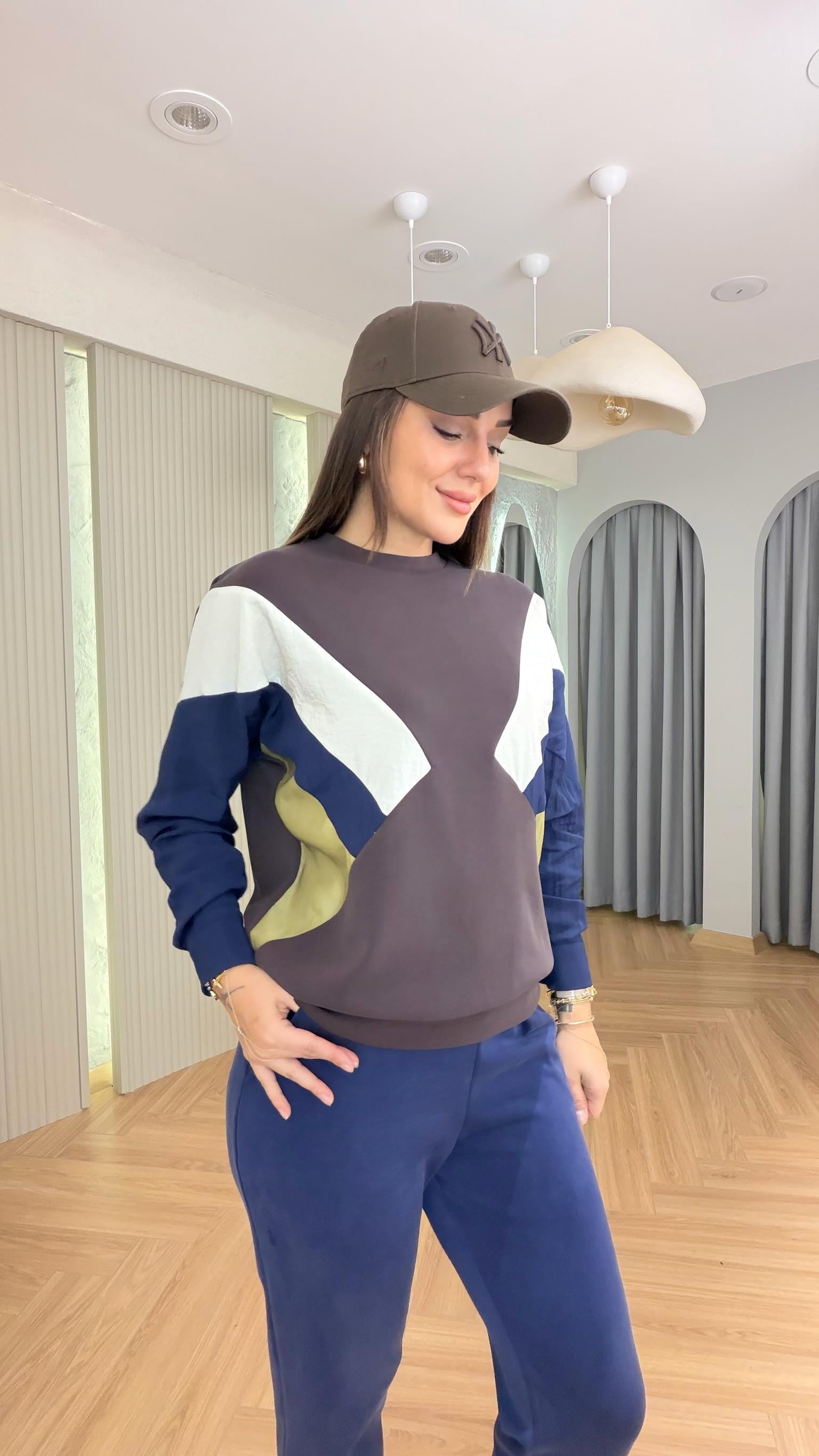 Kahve Gömlek Kol Modal Sweat