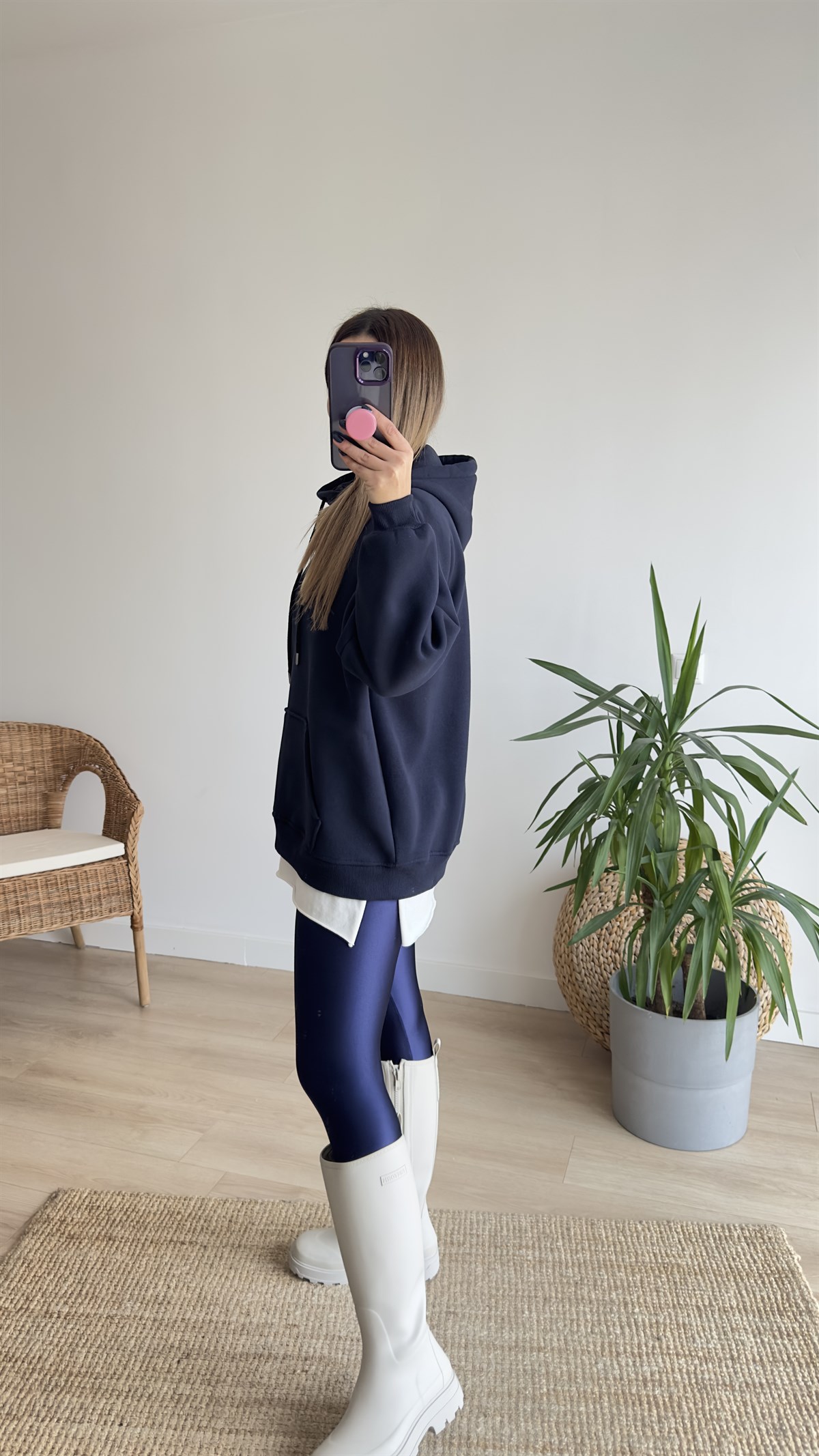 Gülücük Baskılı Şardonlu Lacivert Sweat