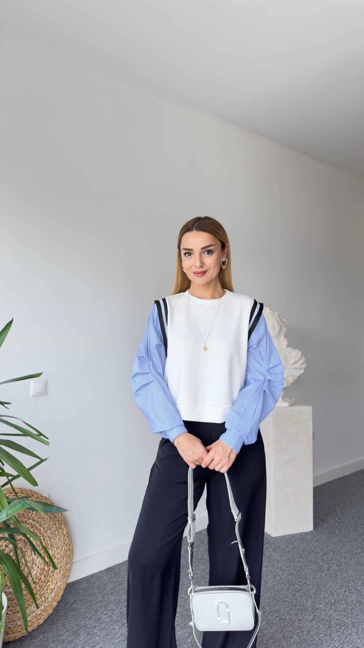 Pedre Kollar Gömlek Detay İnce Ekru Sweat