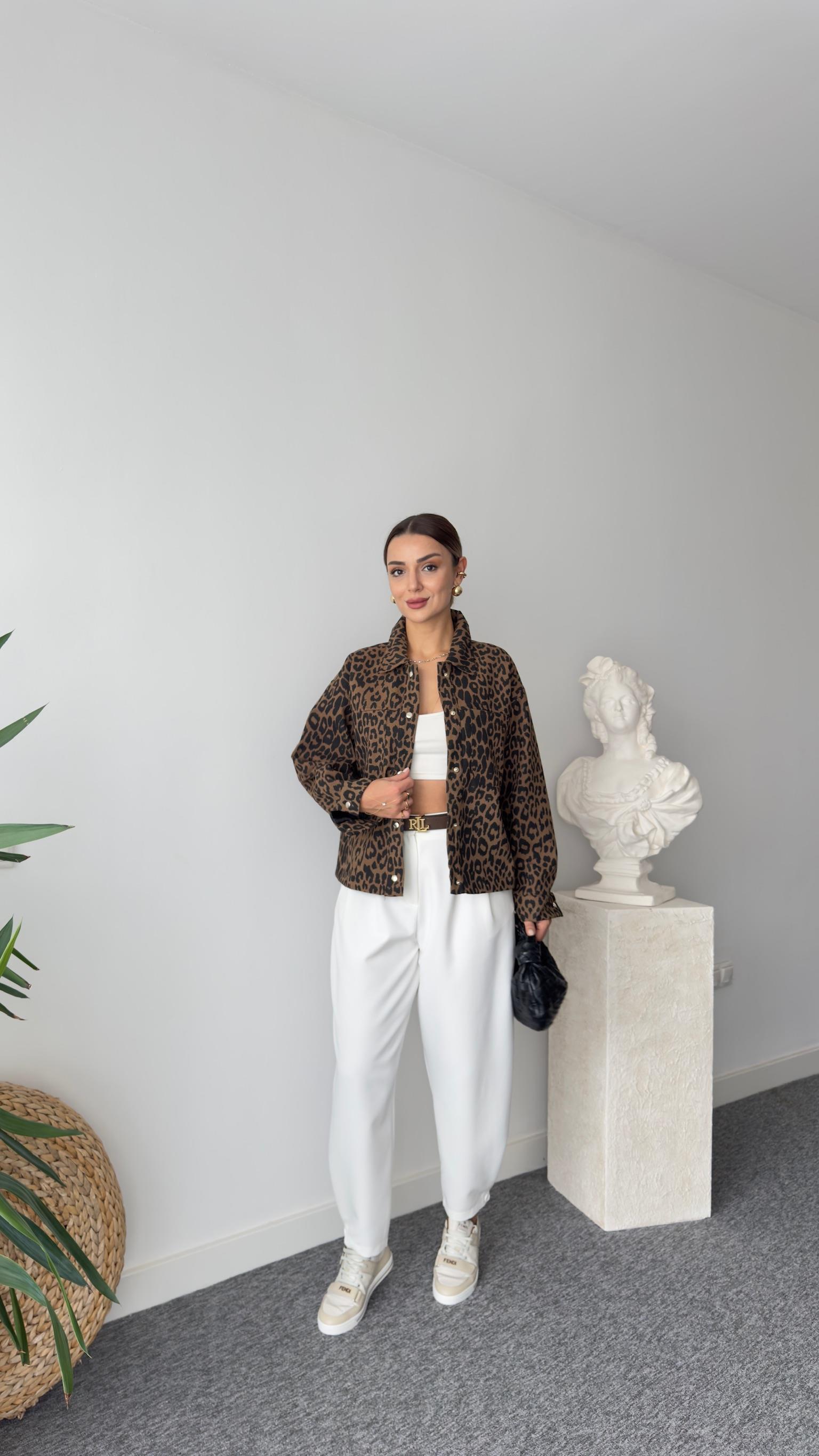 Serena Leopar Desenli Gömlek Ceket