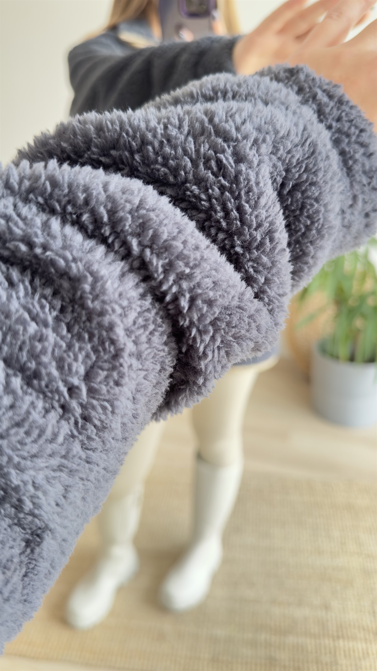 Yarım Fermuar Cepli Antrasit Polar Sweat