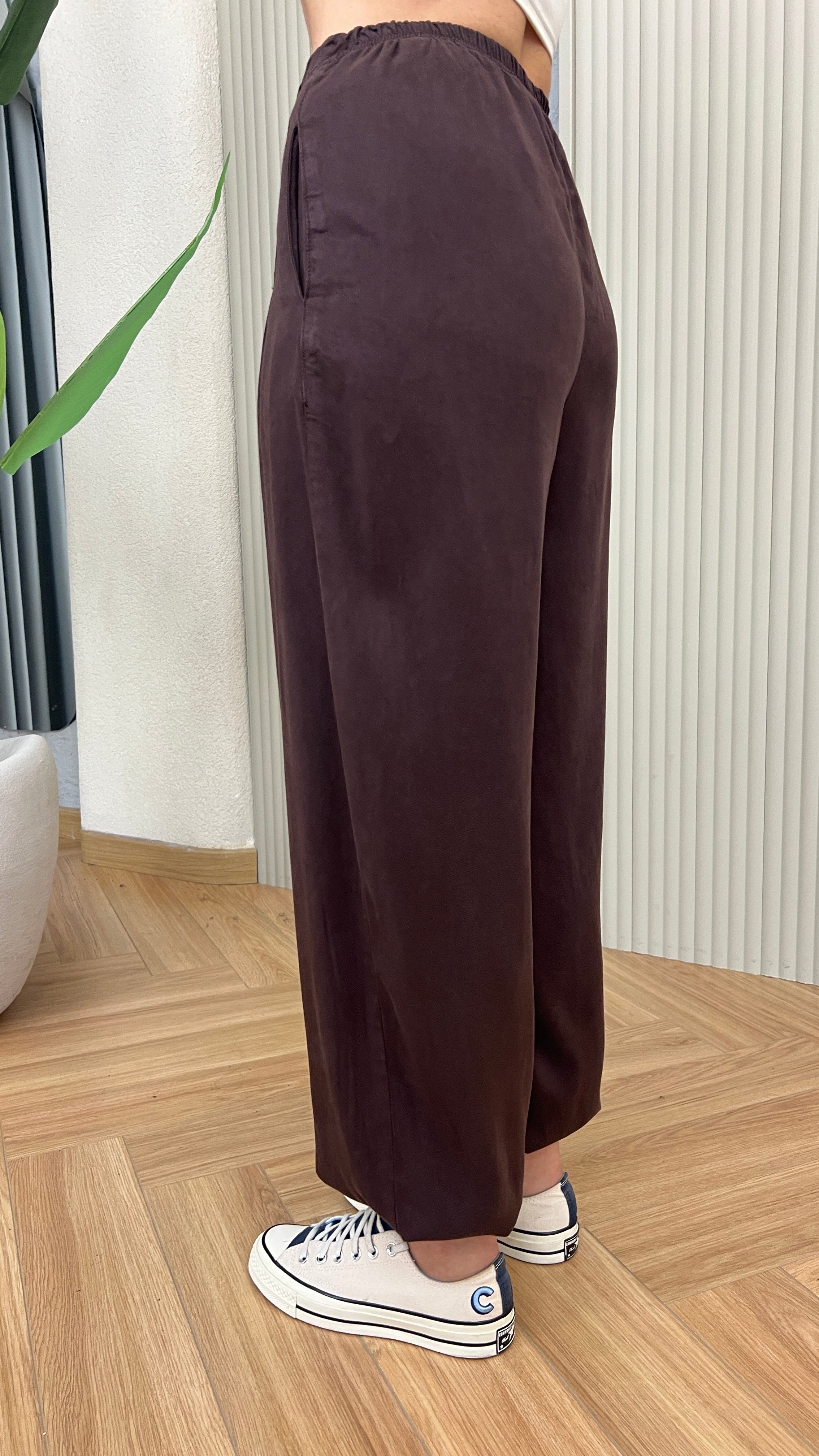 Kahve Tecla Pile Detaylı Şalvar Pantolon(ÖN SİPARİŞ ÜRÜNÜ)