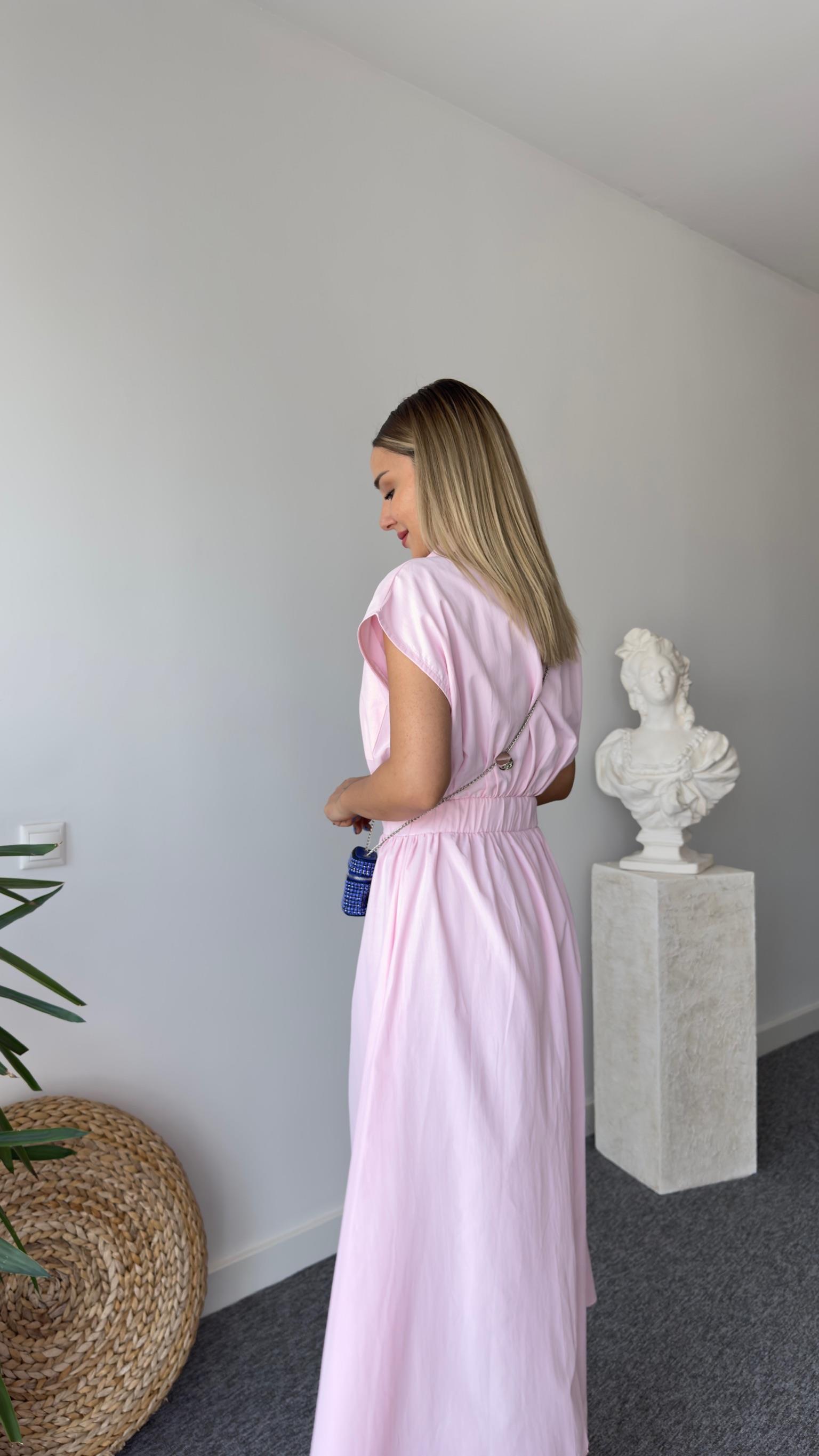 Noche Boydan Fermuarlı Pembe Elbise