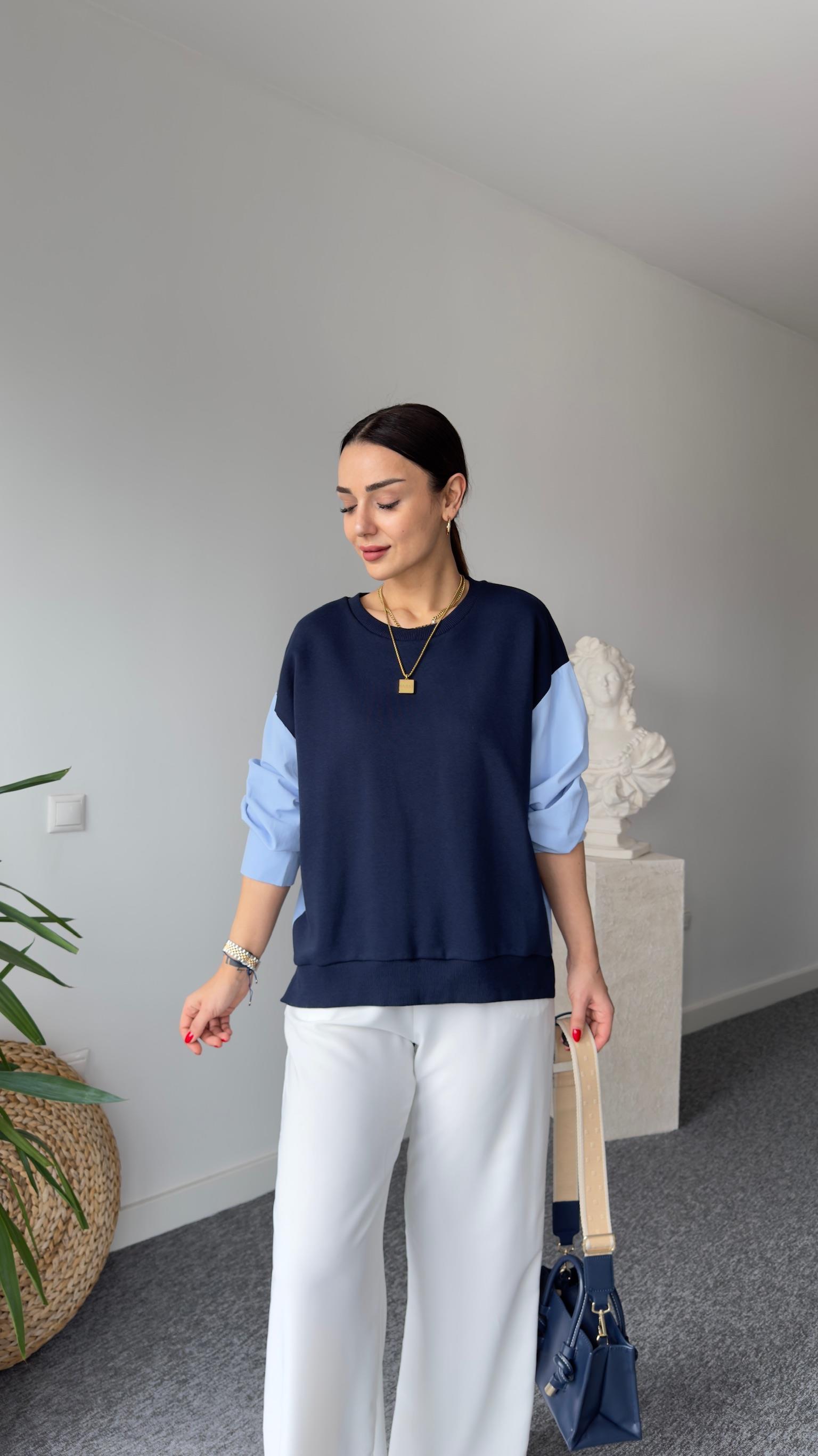 Mandy Sırt Poplin Lacivert Sweatshirt