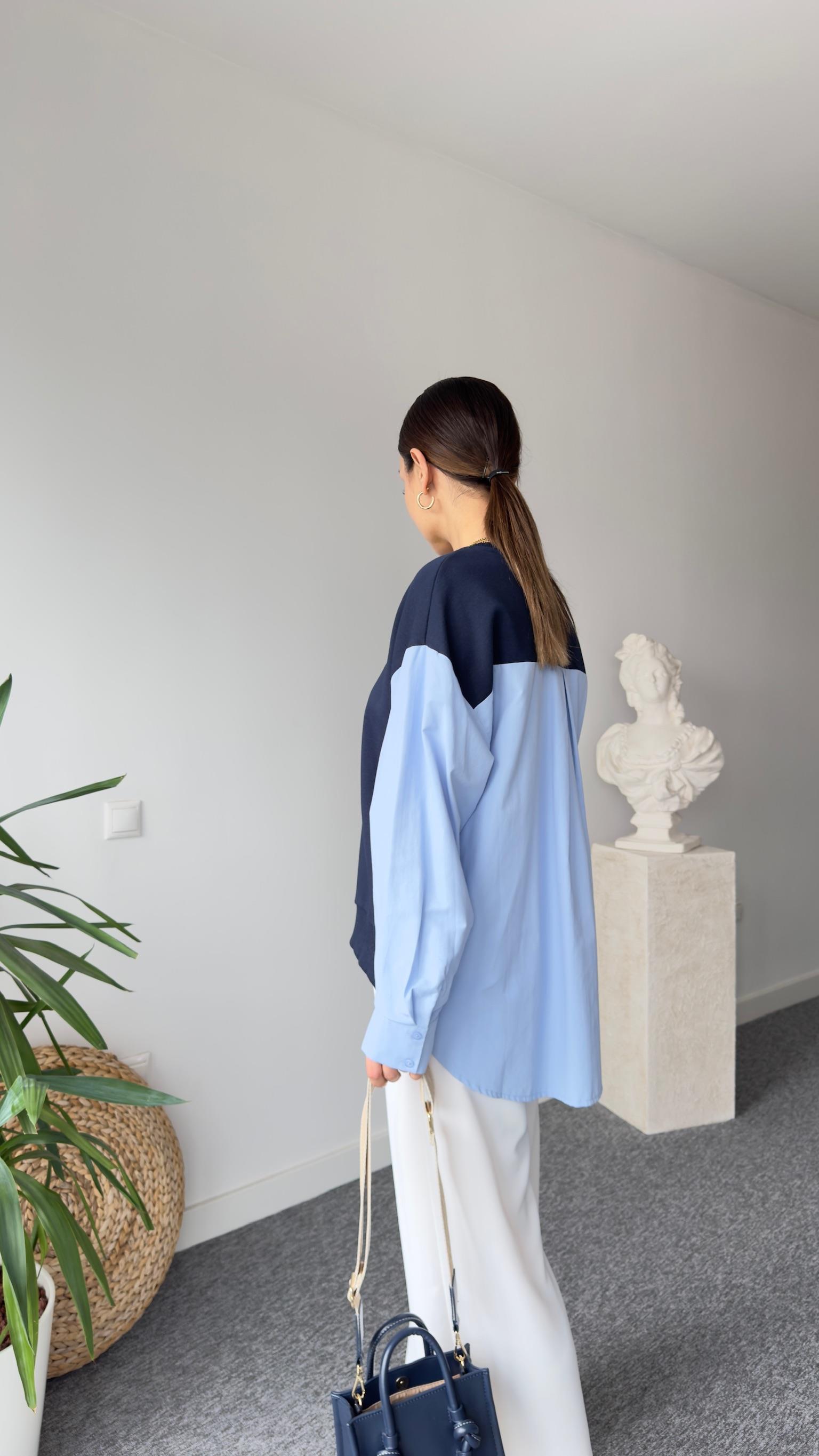 Mandy Sırt Poplin Lacivert Sweatshirt